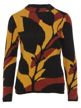 Georg Stiels Jacquardpullover Sweater figurumspielend mit Blätter-Druck