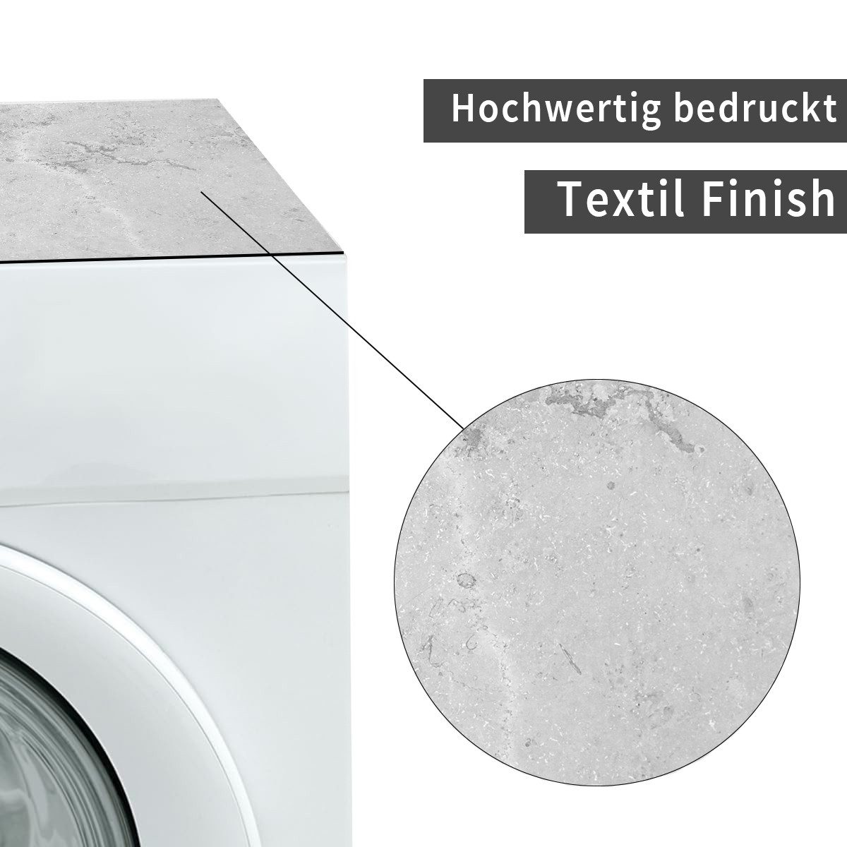 Tabletop Antirutschmatte Waschmaschinenauflage Beton-Optik Textil-Finish waschbar, 1-St., Rutschfeste Gummi Unterlage als Trockner Waschmaschinen-Abdeckung – Bild 5 von 5