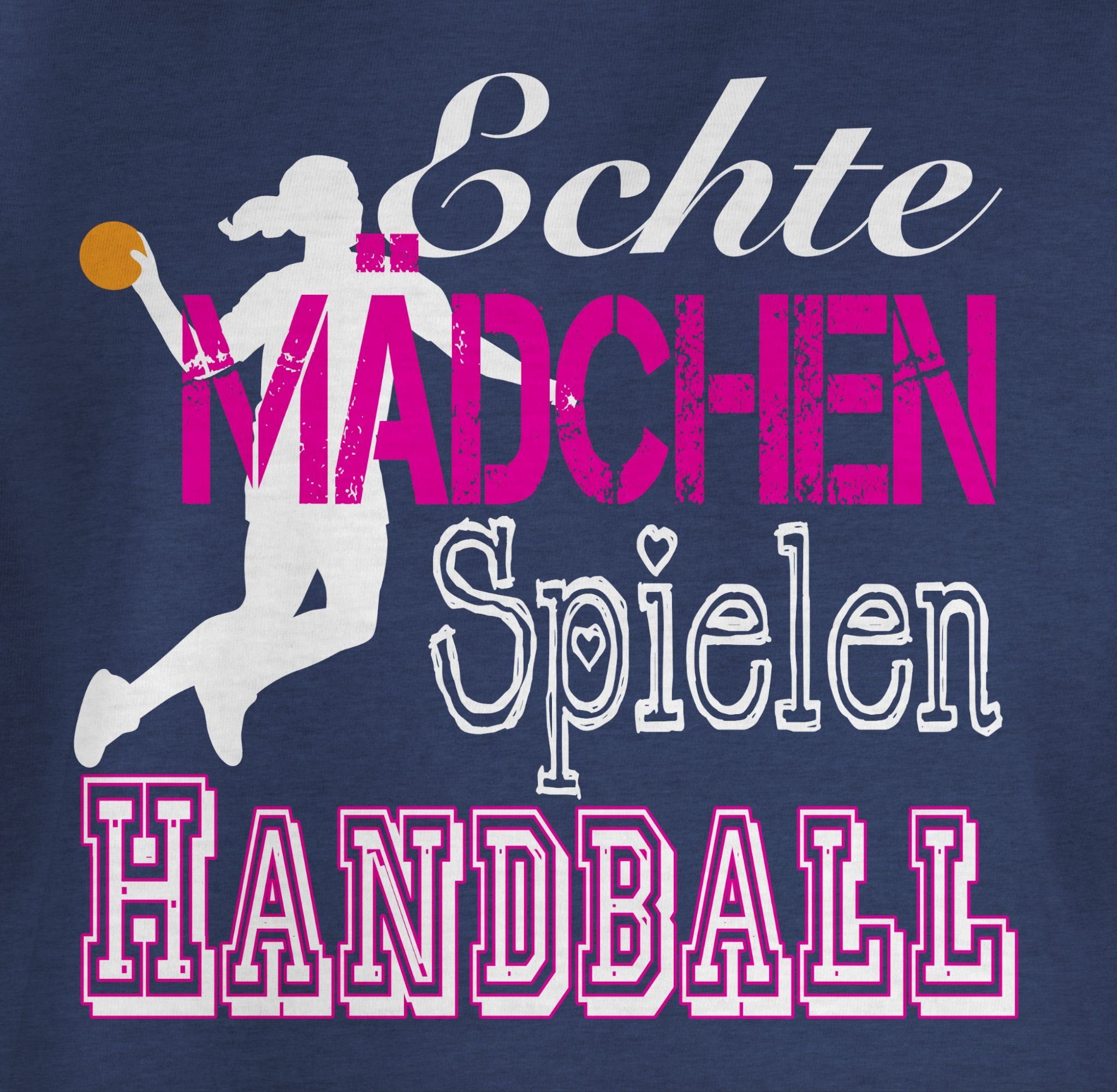 Dunkelblau 3 Sport T-Shirt Kinder Meliert Mädchen Shirtracer Kleidung Handball Spielen Echte weiß