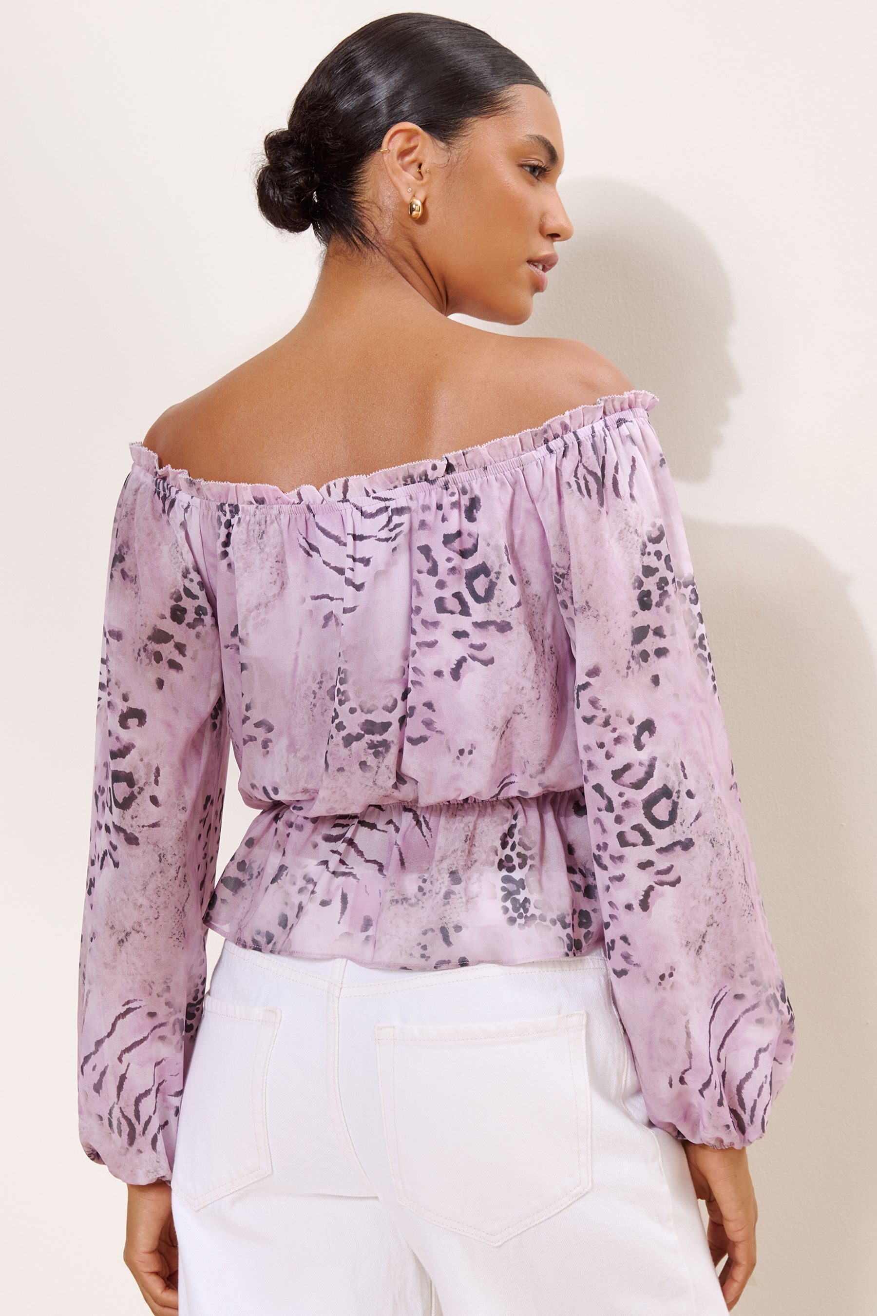 LIPSY Carmenbluse Lipsy Carmen-Bluse mit Puffärmeln (1-tlg)