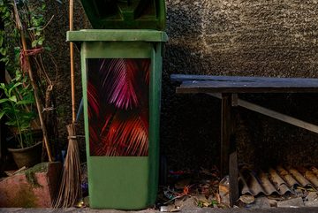 MuchoWow Wandsticker Dschungel - Rot - Blätter (1 St), Mülleimer-aufkleber, Mülltonne, Sticker, Container, Abfalbehälter