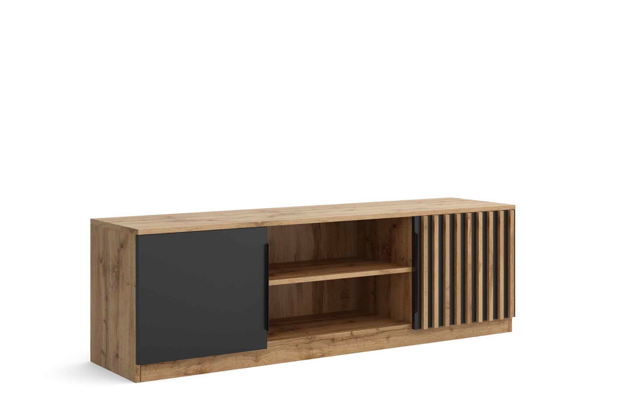 Masseno Lowboard ZENO 160 cm TV-Schrank mit 2 Türen Eiche Wotan