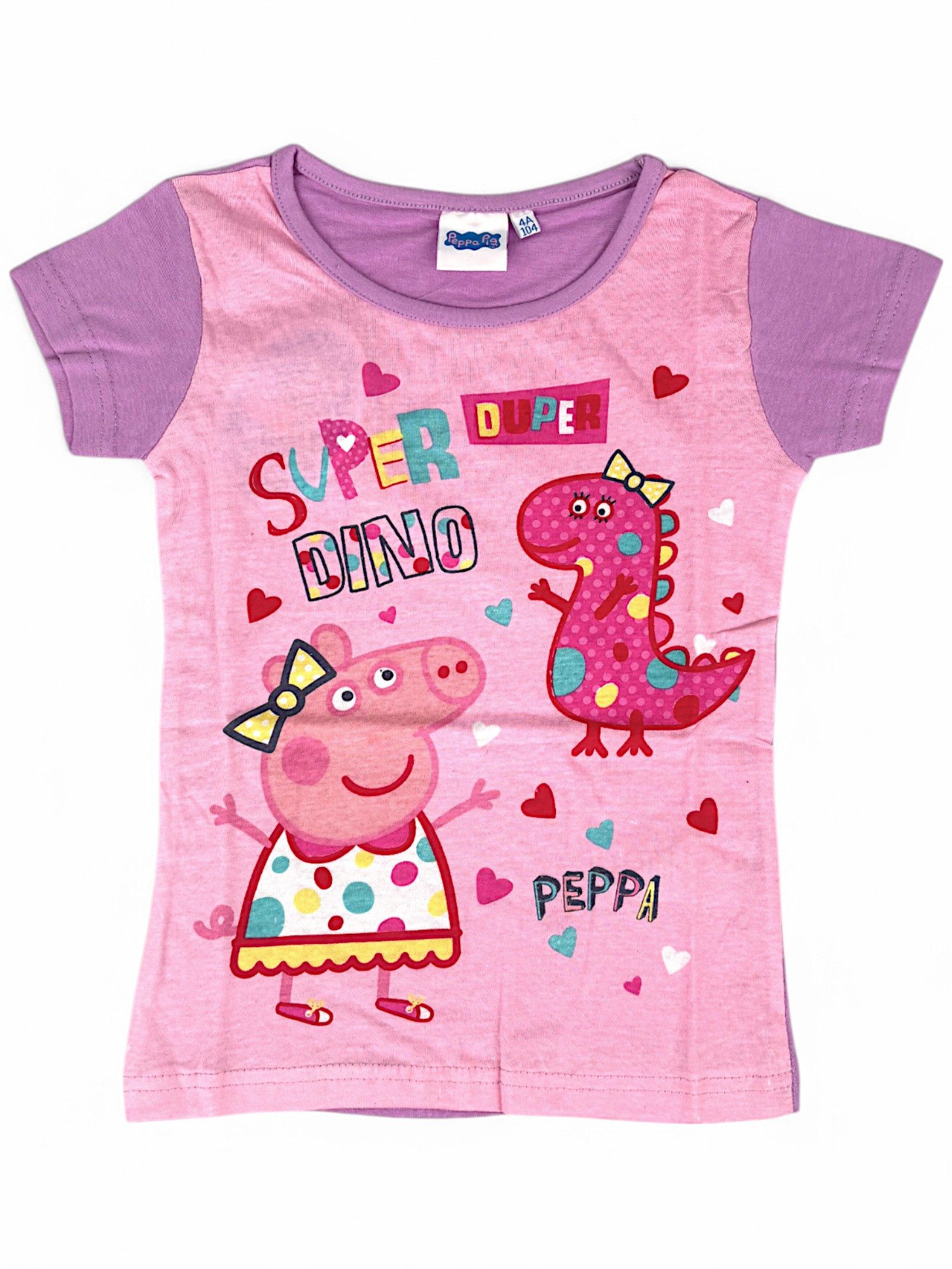 Peppa Pig T-Shirt Peppa Wutz & Dino Kurzarmshirt aus Baumwolle Gr. 92 - 116 cm