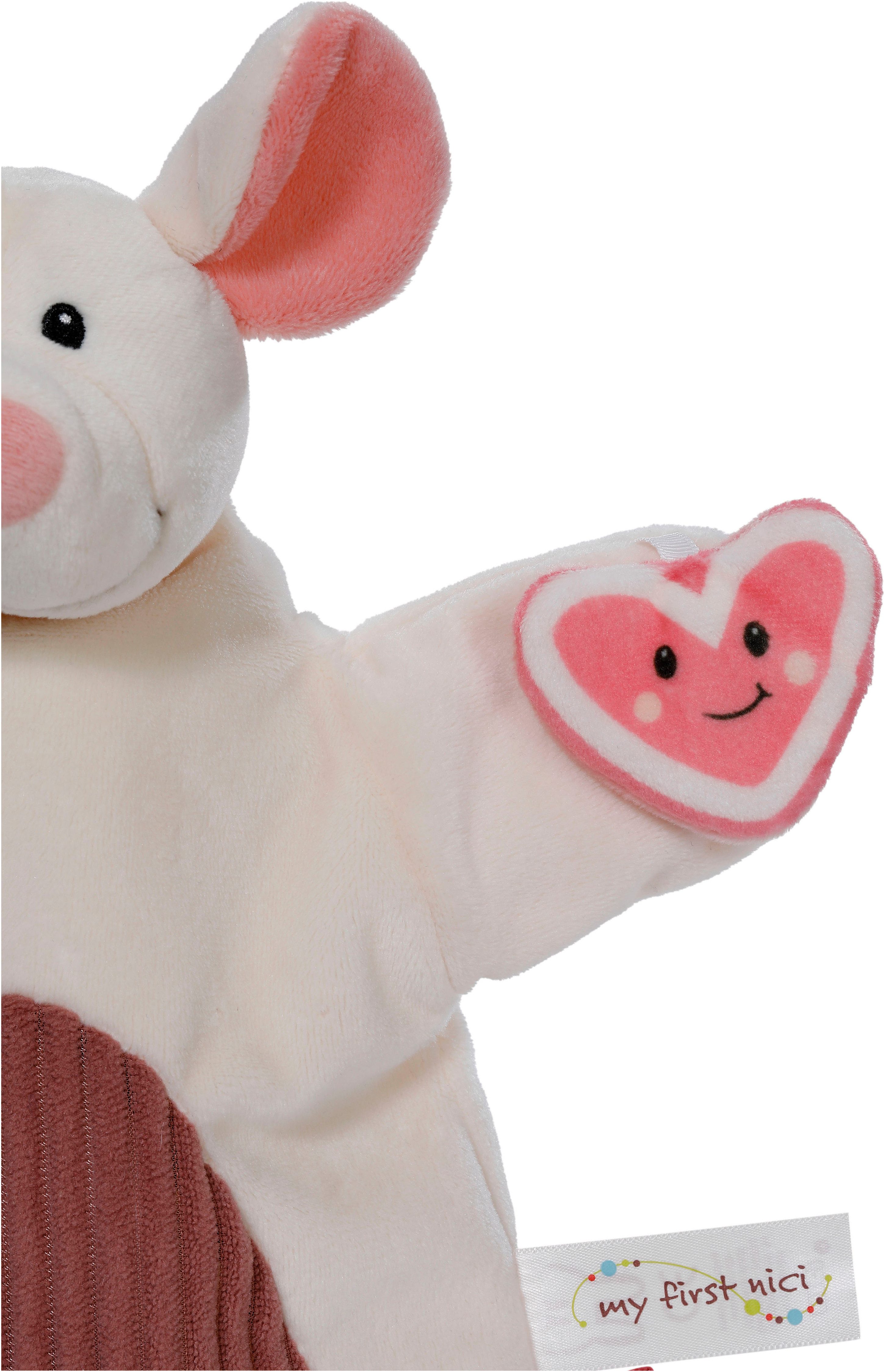 Nici Schmusetuch My first NICI, Handpuppe Maus 2in1 26x25 cm, sanfte Materialmix aus glattem und geripptem Plüsch