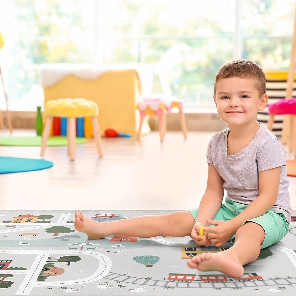 ACHOKA® Kinderteppich Spielteppich Little City, Für Kindergärten und Spieleinrichtungen