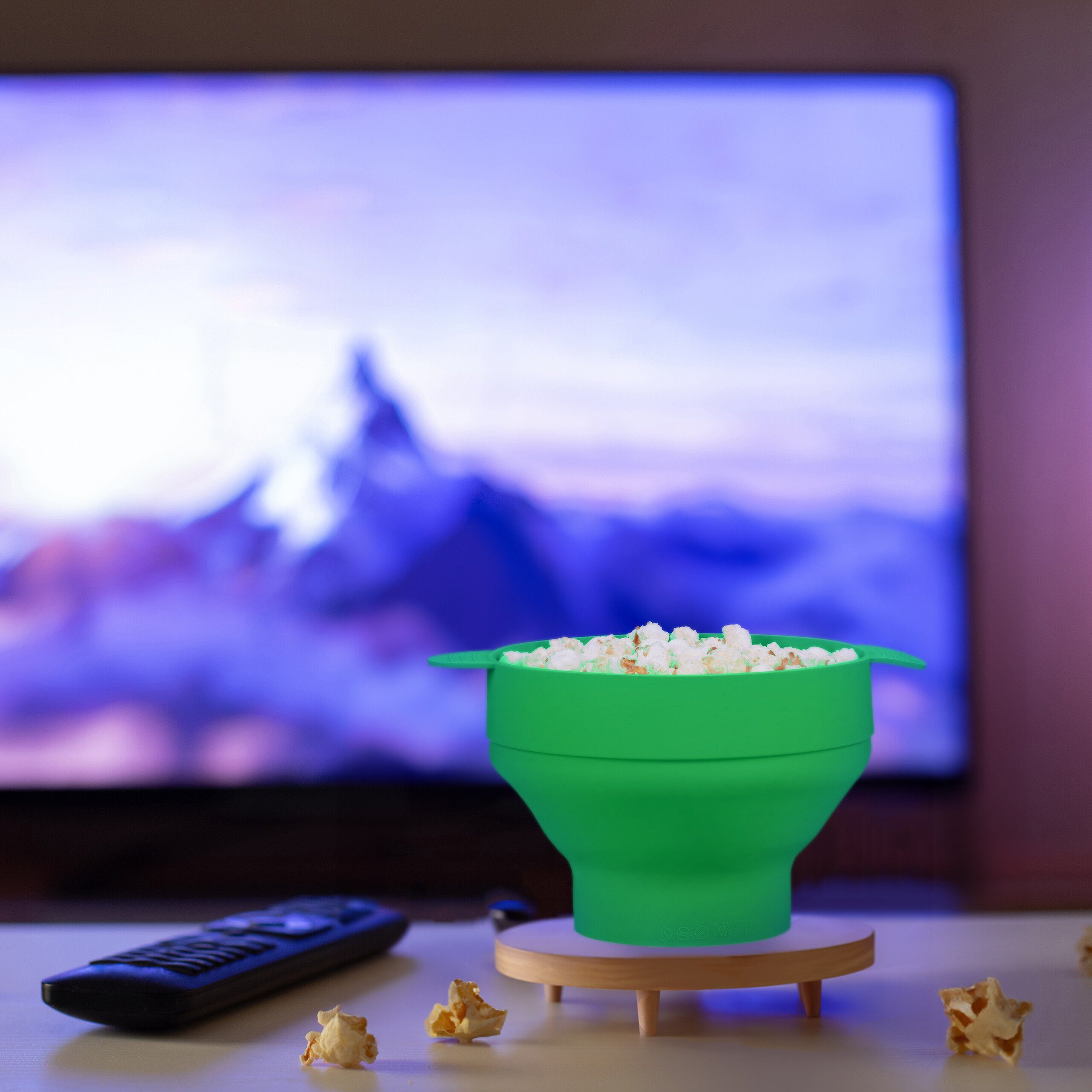 Silikon, Transparent Grün für Mikrowelle, Popcorn Maker Schüssel relaxdays Grün