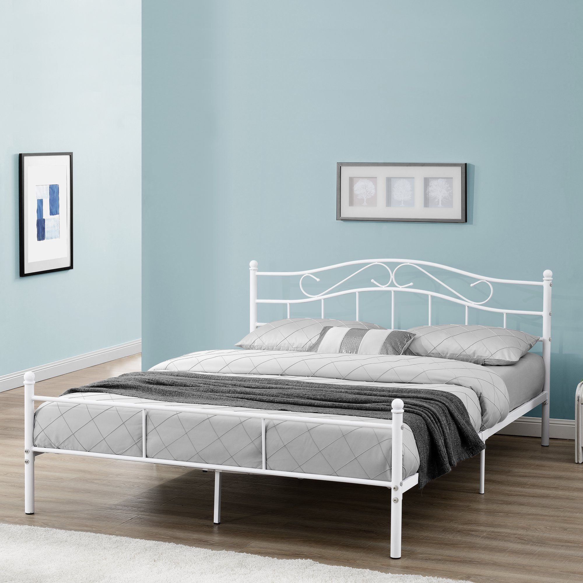 en.casa Metallbett, »Florenz« 180x200cm Weiß + günstig online kaufen