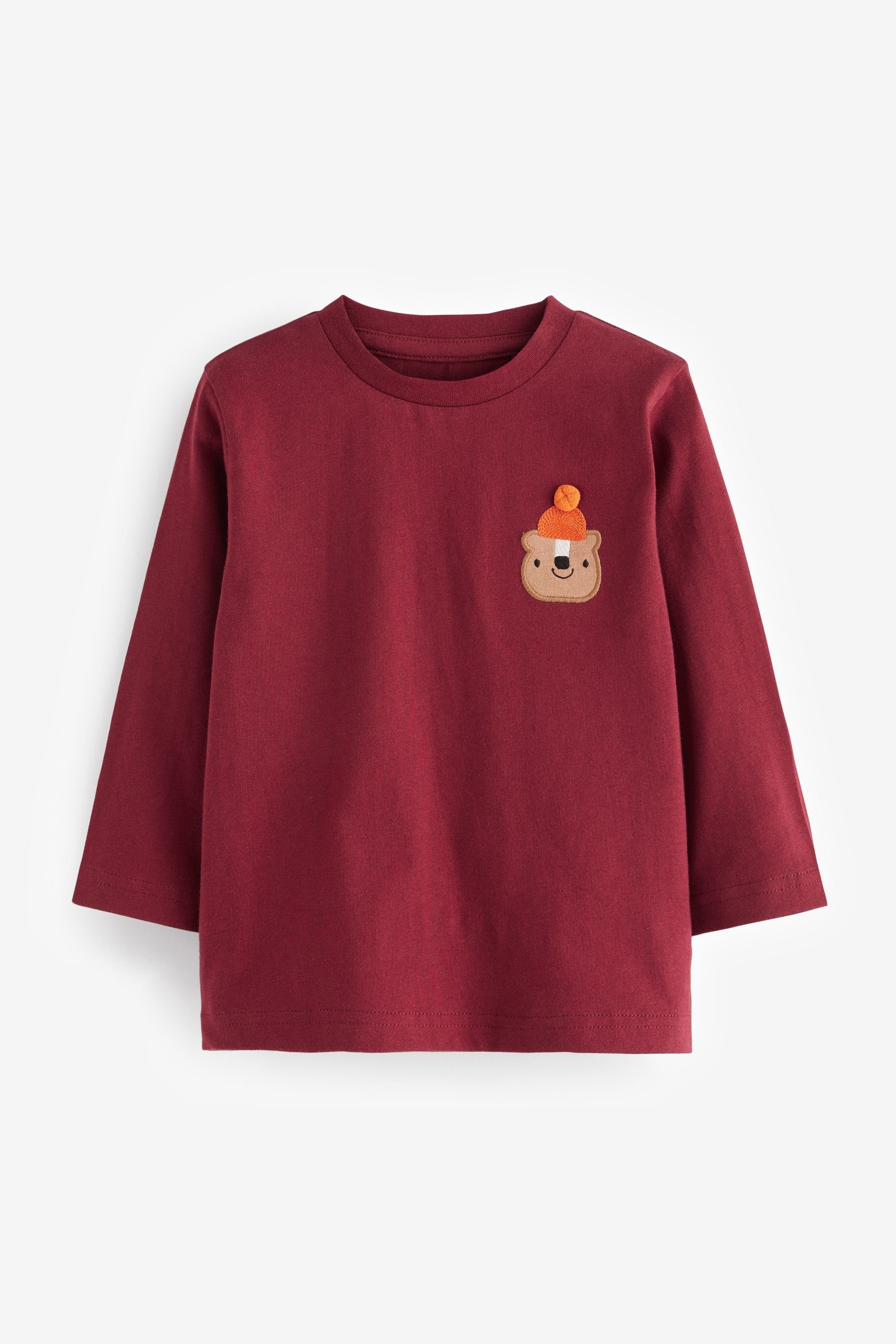 Next Langarmshirt Langärmeliges T-Shirt mit Motiv (1-tlg) Berry Red Bear | Shirts