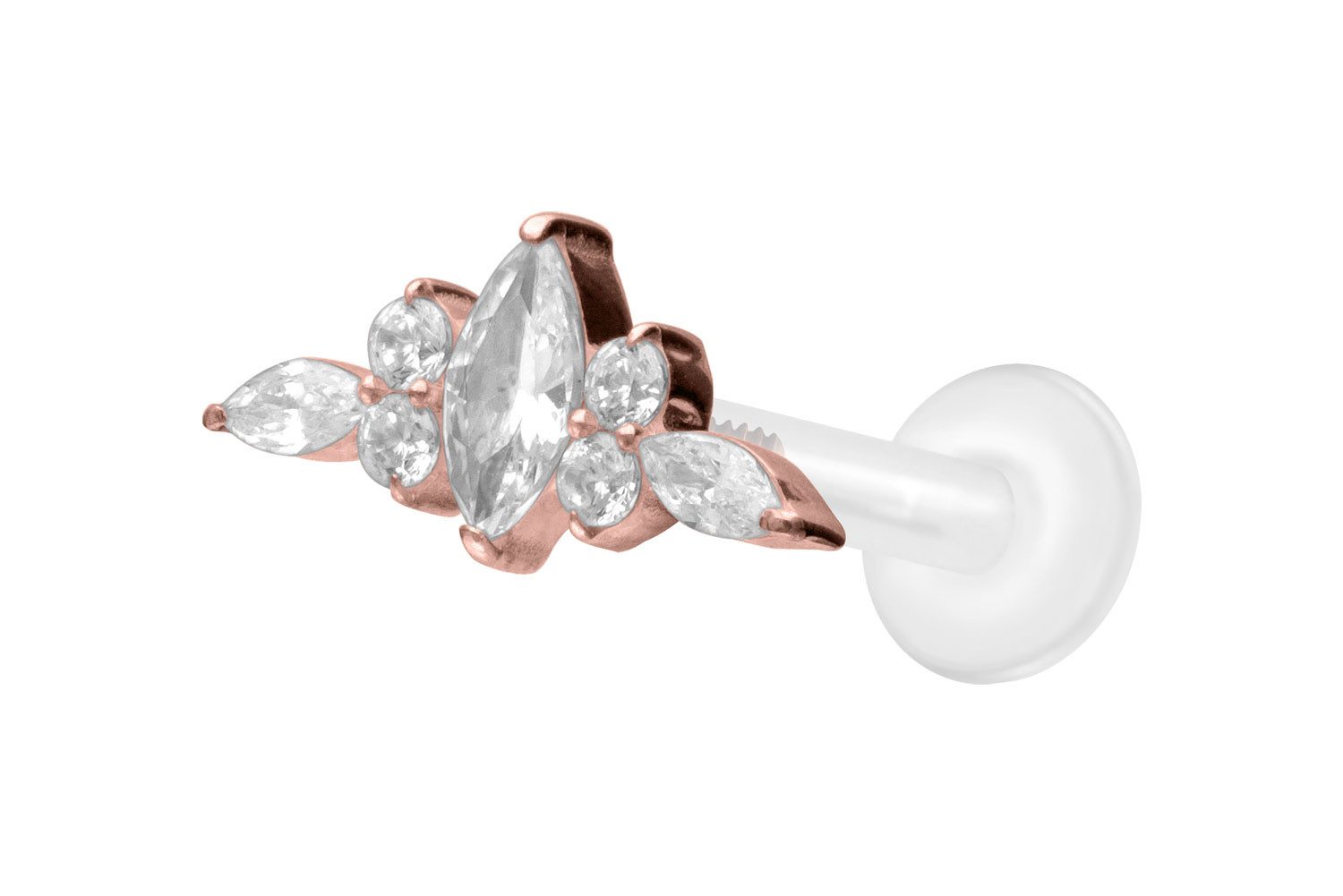 Piercing-Set PTFE Labret mit Innengewinde + Titan-Aufsatz DESIGN