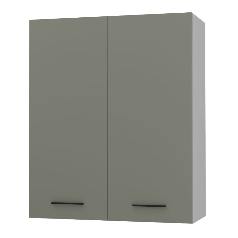 Feldmann-Wohnen Klapphängeschrank Bonn (W4/80, 2-türig, 3 Einlegeböden, 1-St., moderne Optik, MDF Fronten) grau / reed green matt