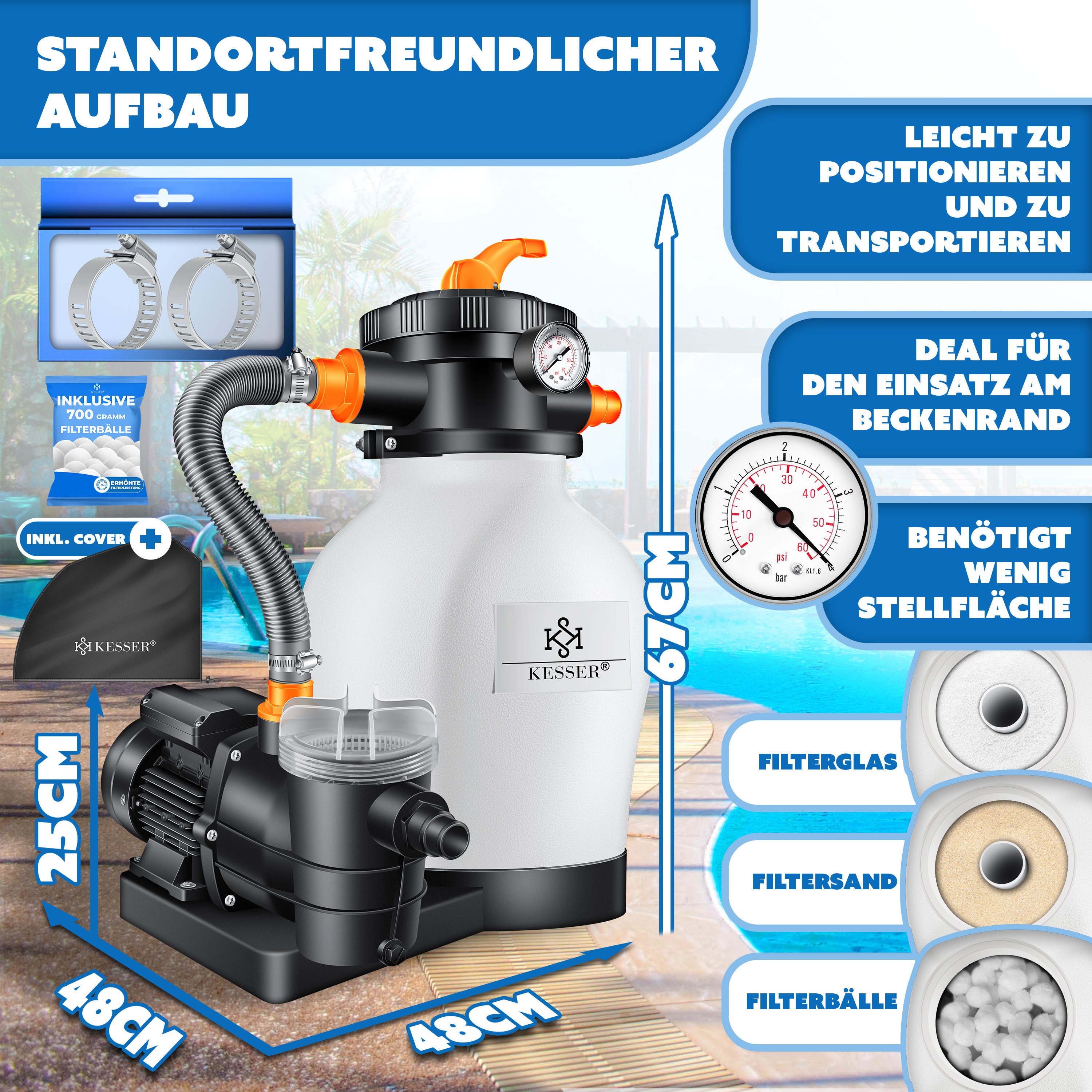KESSER Sandfilteranlage 600W Sandfilter für Pools günstig online kaufen