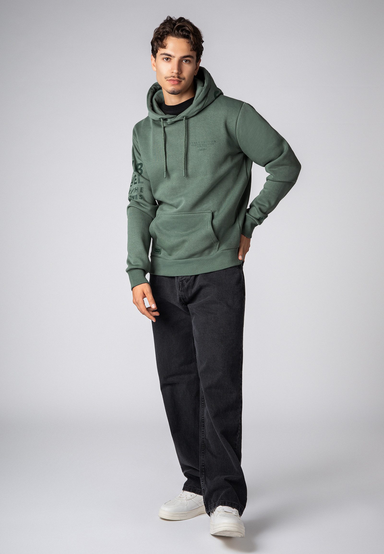 SUBLEVEL Hoodie Herren Kapuzenpullover mit Print Sweater, Kapuzensweatshirt mit Kängurutasche und Kapuze, Oversized – Bild 3 von 5