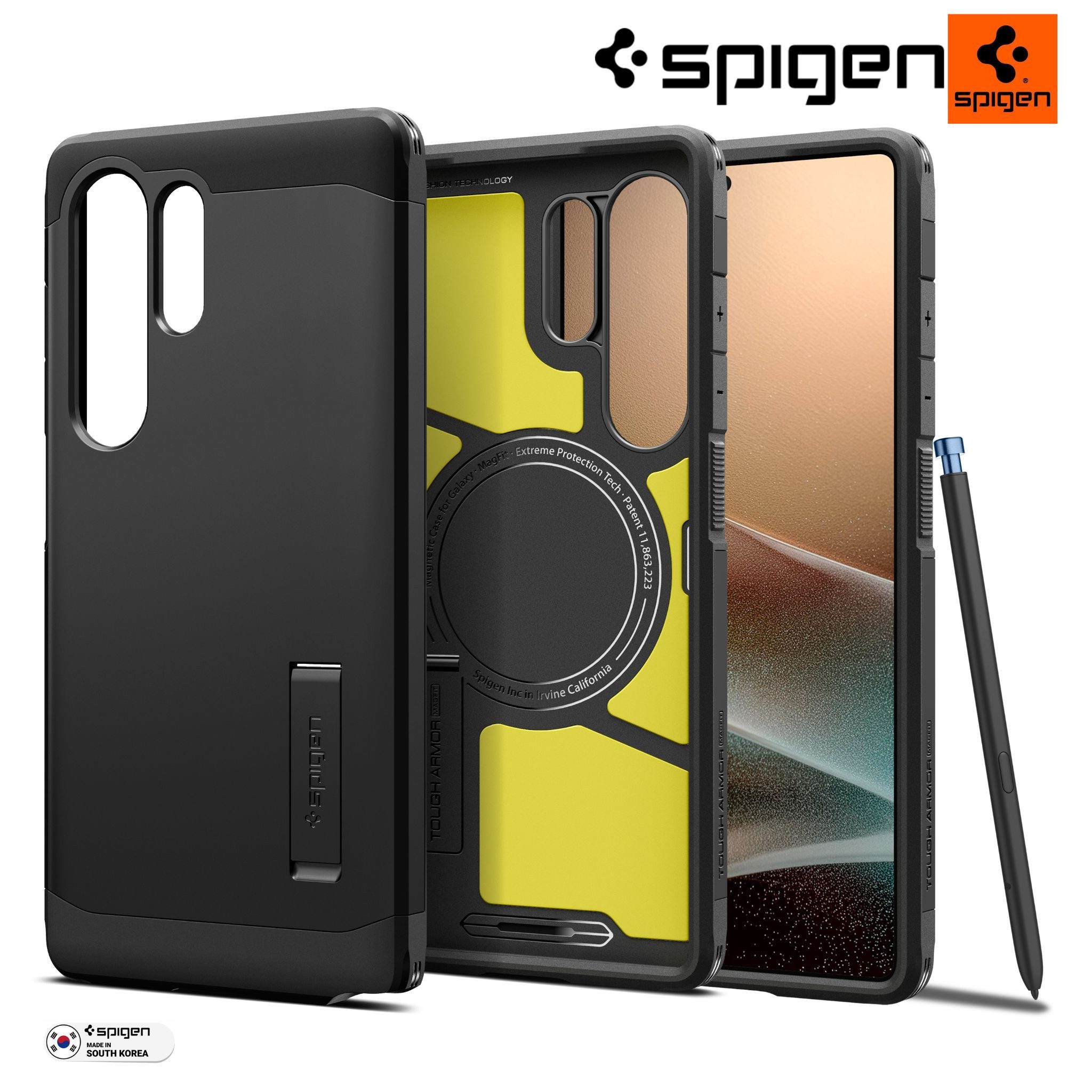 Spigen Handyhülle Hülle für Samsung Galaxy S25 Ultra Magsafe Schutzhülle Robust Case 6,9 Zoll, MagSafe, MIL-STD-810G-516.6 Fallschutz, Integrierter Kickstand