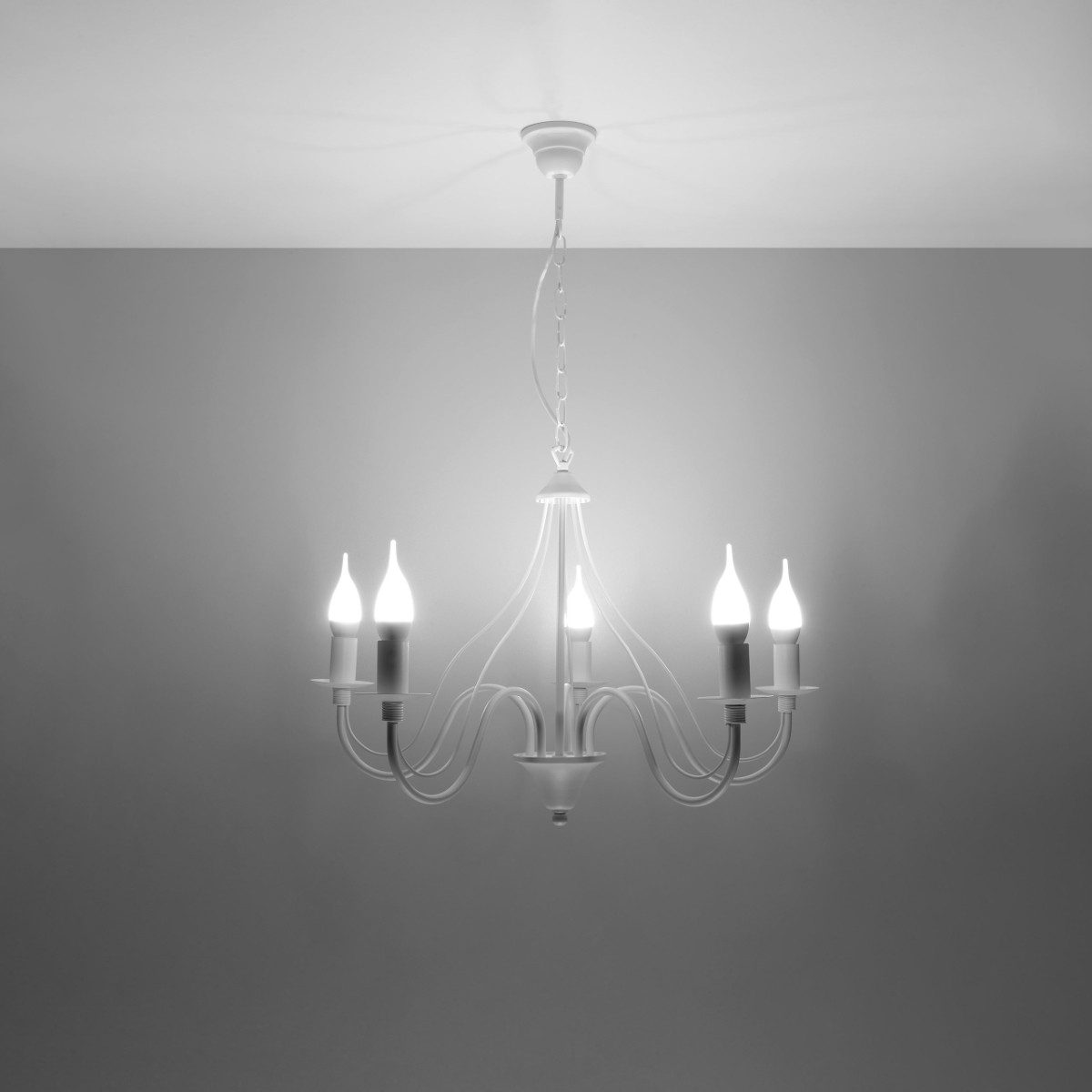 SOLLUX lighting Kronleuchter Kronleuchter Minerwa 5 Weiß, Nicht enthalten