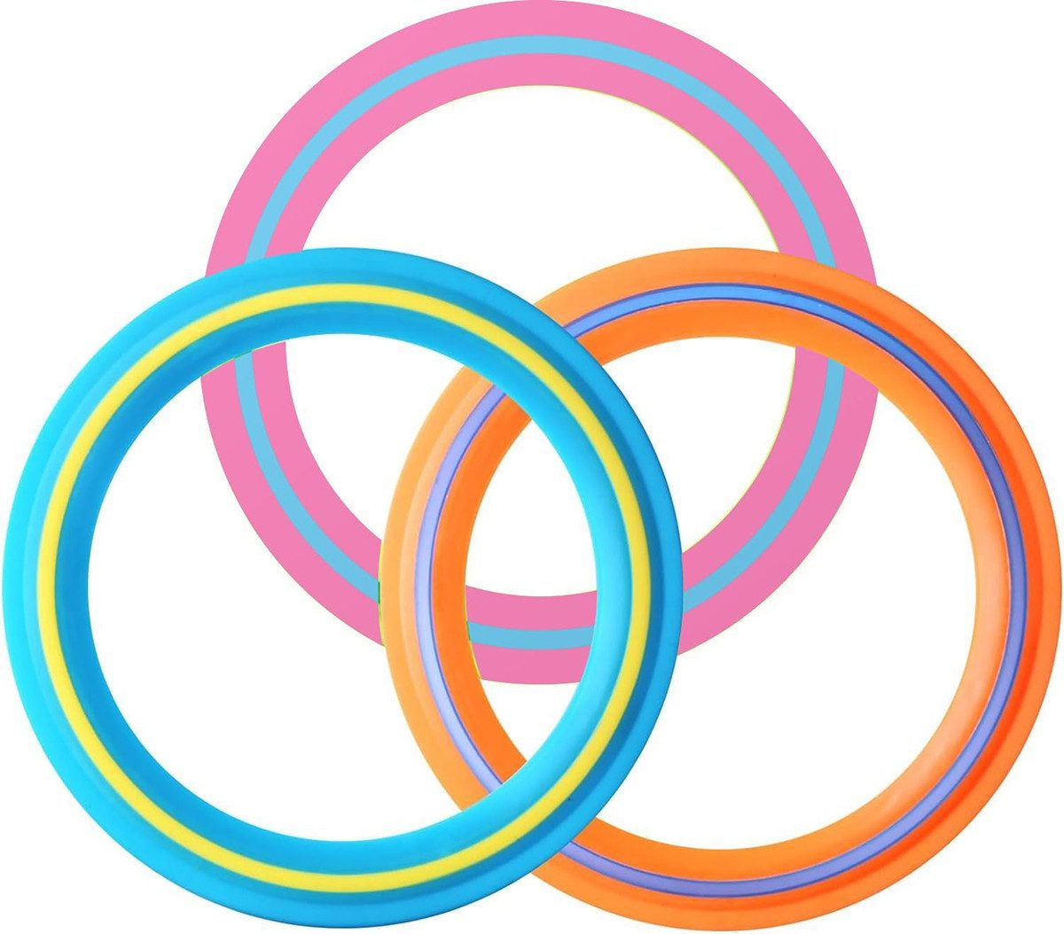 CLTYQ Wurfscheibe 3er-Set Frisbee-Ringe 25 cm,für Outdoor-Spiele im Garten & am Strand (3-St), Weiche Wurfscheibe – Wurfspiel für Familie & Hunde – Boomerang