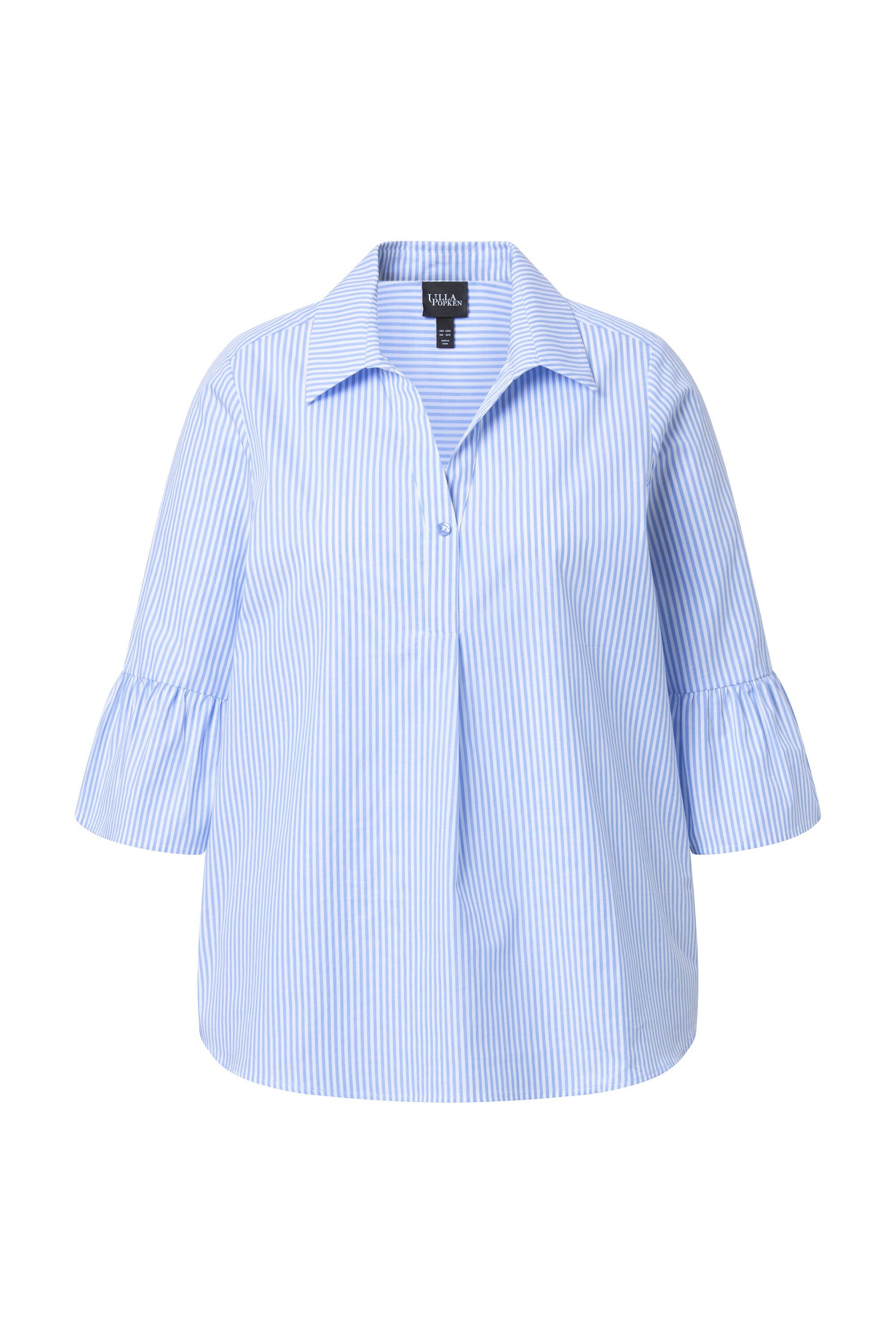 Ulla Popken Tunika Bluse Streifen A-Linie Hemdkragen 3/4-Arm