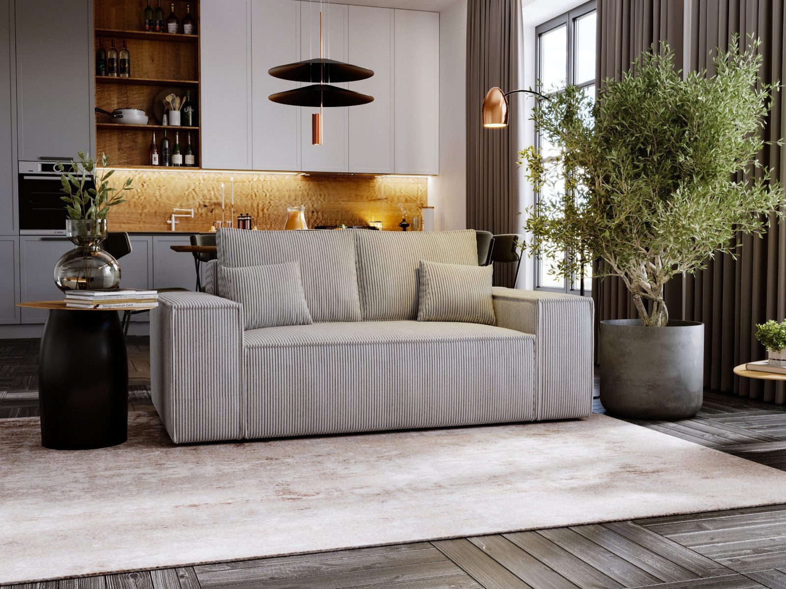 yourhouse24 Sofa Olimpia Small 188 cm, Cord, mit Bettkasten & Schlaffunktion, mit Bettfunktion