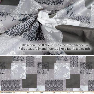 ANRO Tischdecke Tischdecke Wachstuch PVC Frei Ornamente Grau Robust Wasserabweisend, Glatt
