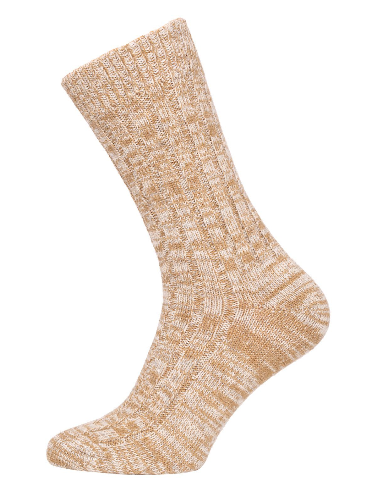 HomeOfSocks Socken Melierte Wollsocken aus 75% Wolle (Schurwolle) (Paar, 1 Paar) Dünne und warme Wollsocken mit 75% Wollanteil Camel