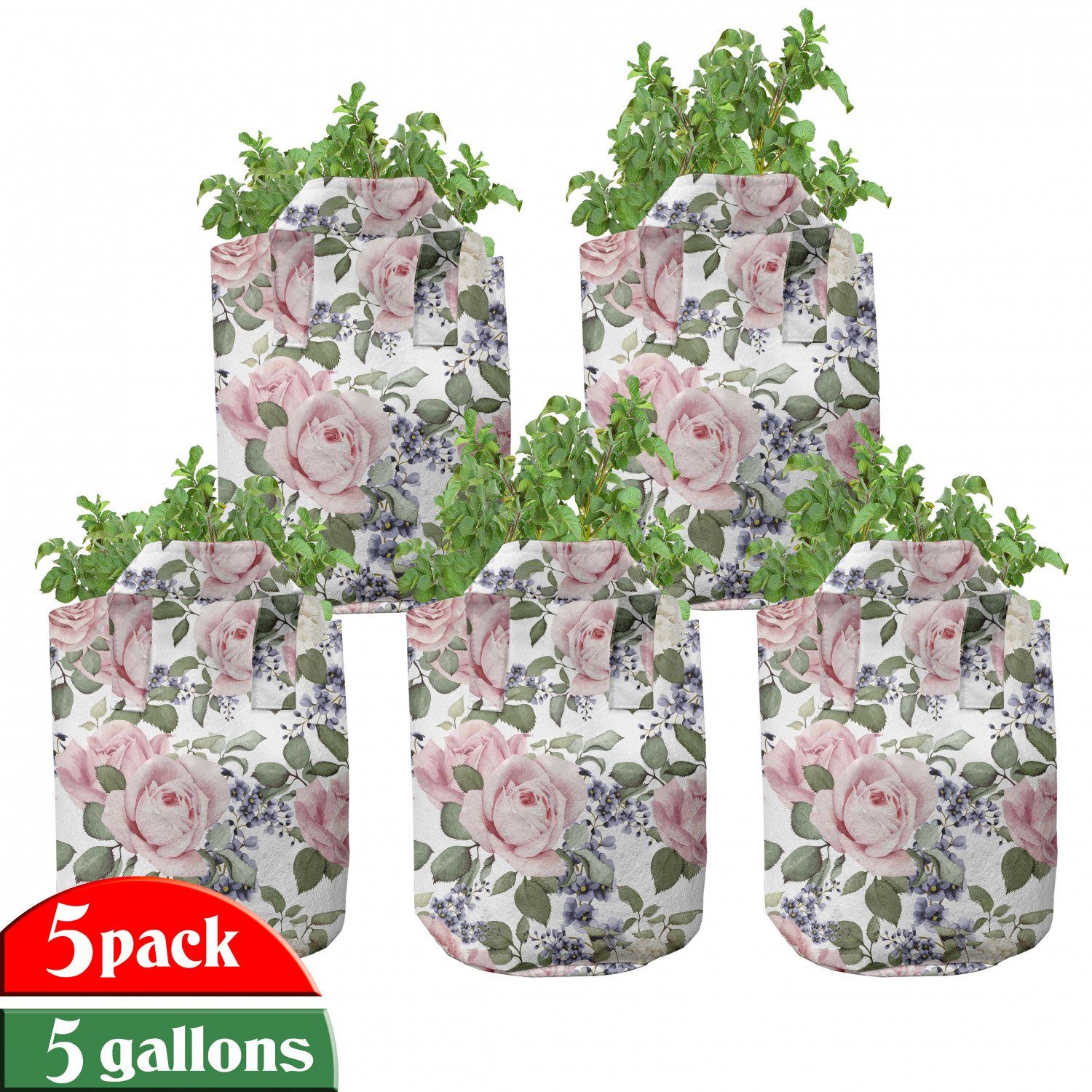 für Abakuhaus mit Stofftöpfe hochleistungsfähig Griffen Pflanzkübel Rose Pflanzen, Rosa Blühendes Flora