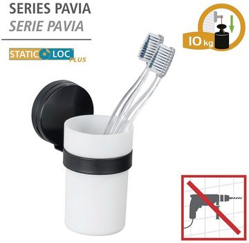 WENKO Zahnputzbecher Static-Loc® Plus Pavia, Befestigen ohne Bohren