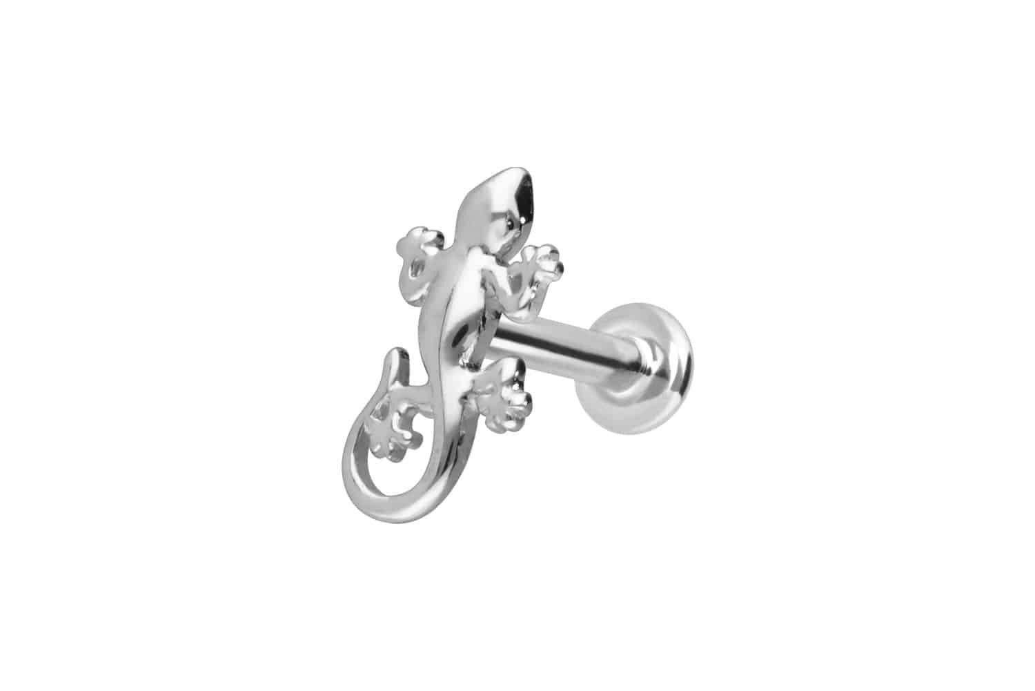 Piercing-Set 14 Karat Gold Labret mit Push Fit GECKO