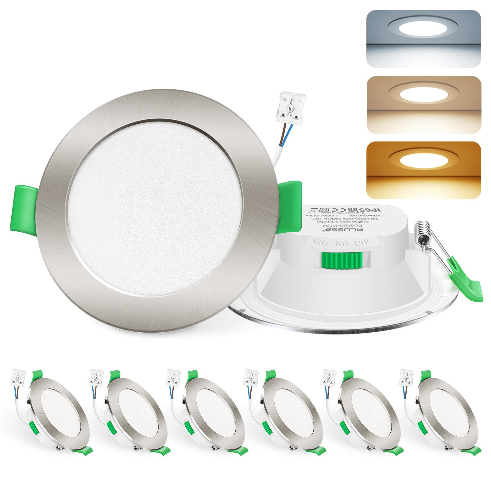 ALUSSO LED Einbaustrahler 6er-Set, 68mm 7W günstig online kaufen