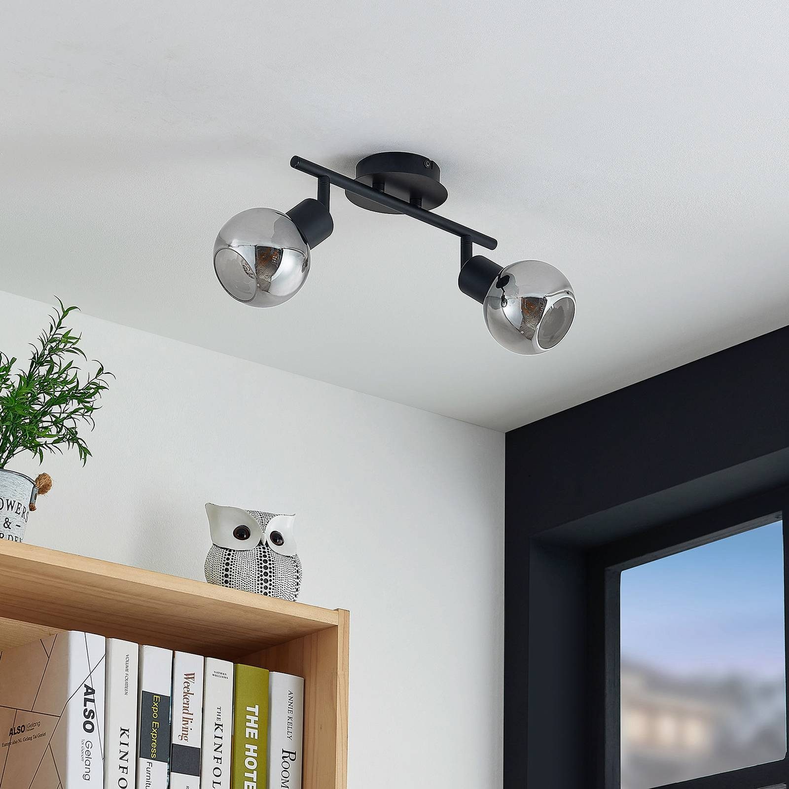 Lindby Deckenstrahler Eridia, Metall, Schwarz warmweiß IP20, 2 x 4 W LED, warmweiß