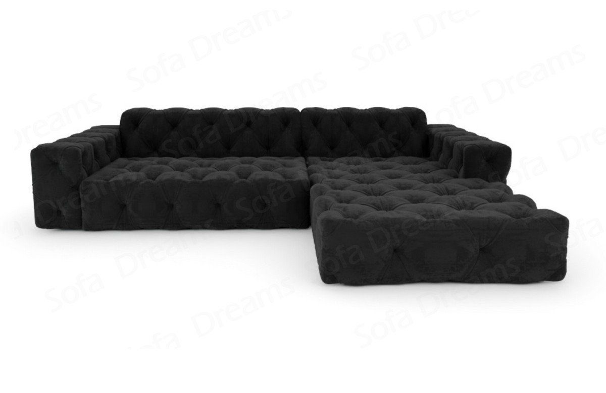 Sofa Dreams Design Ecksofa Form Loungesofa kurz L schwarz95 Menorca Samtstoff Polster Sofa Stoffsofa