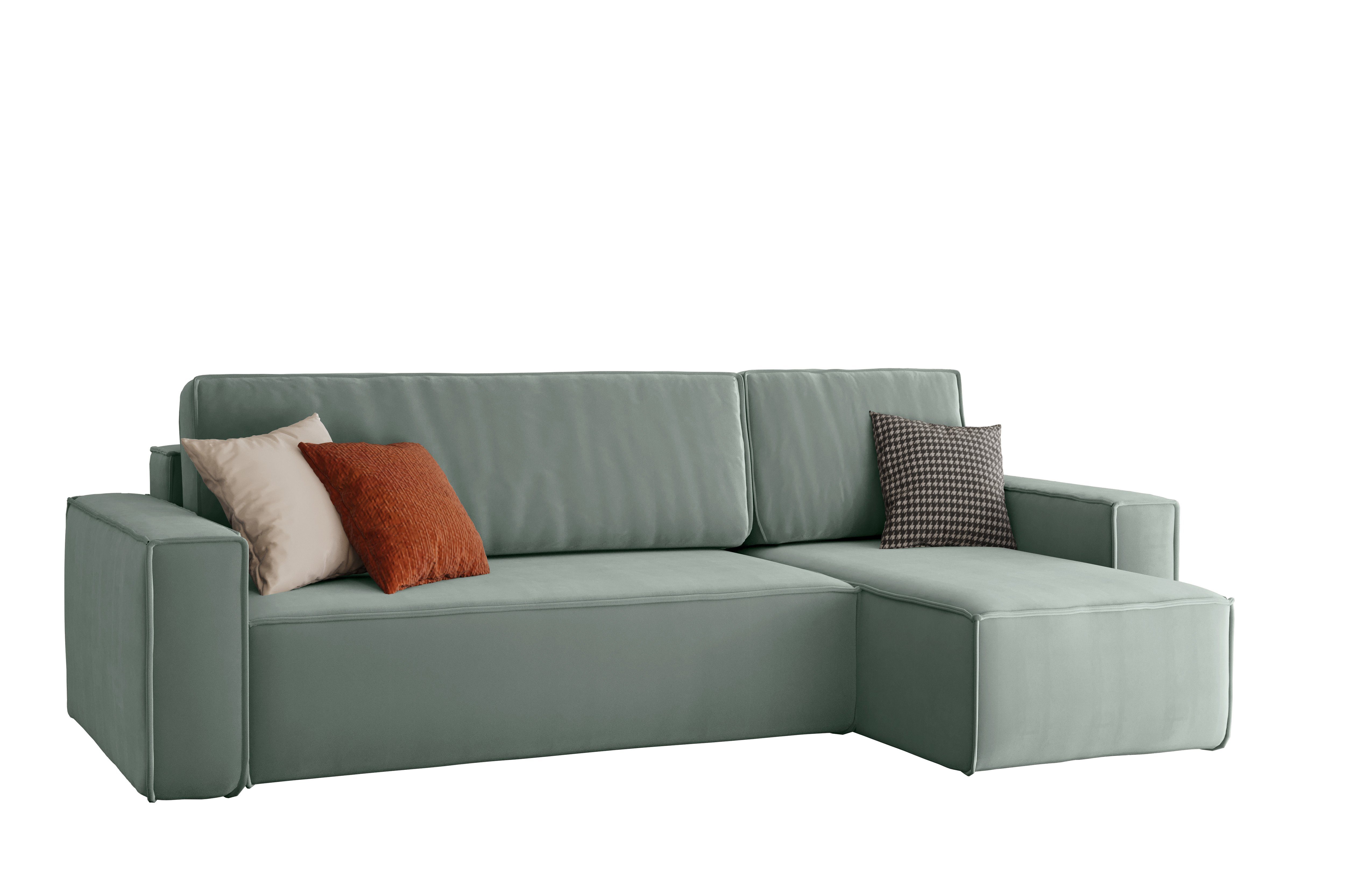 Friderik-EU Ecksofa KARL Ausklappbare Couch mit Bettkasten Samt Blau Rosa, mit Schlaffunktion Swing 15