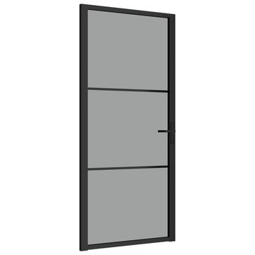 vidaXL Haustür Innentür 93x201,5 cm Schwarz ESG-Glas und Aluminium Zimmertür Glastür