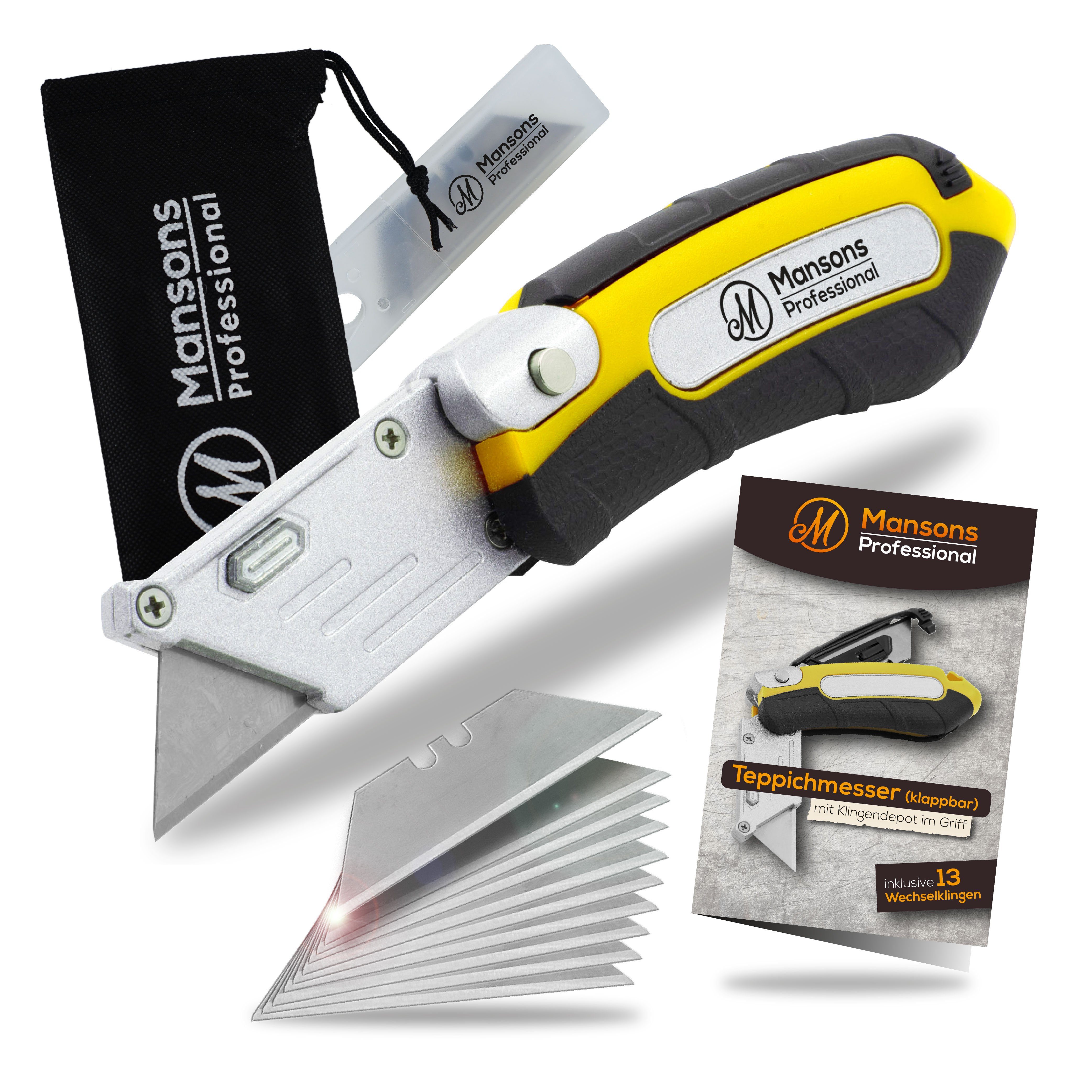 Mansons Cuttermesser Profi Cuttermesser klappbar, (Klappmesser mit Gürtelcl günstig online kaufen
