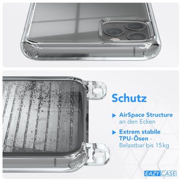 EAZY CASE Handykette Kette Clips Schwarz für Apple iPhone 11 Pro Max 6,5 Zoll, Slimcover mit Umhängeband Case Handytasche Clear Backcover Schwarz