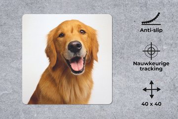 MuchoWow Gaming Mauspad Porträt eines goldbraunen Golden Retrievers (1-St), Mousepad mit Rutschfester Unterseite, Gaming, 40x40 cm, XXL, Großes