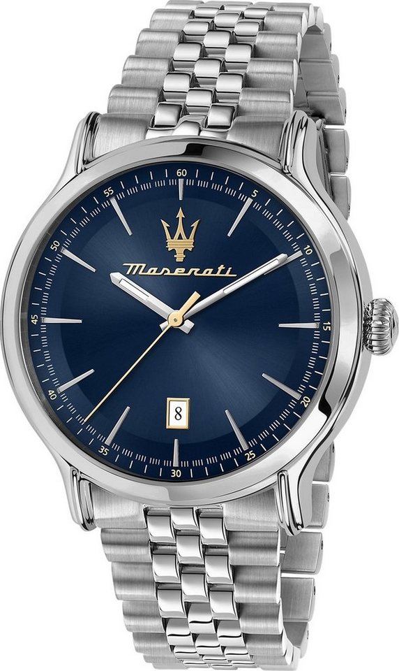 MASERATI Quarzuhr Maserati Herren Uhr Analog EPOCA, Herrenuhr rund, groß (ca.  42mm) Edelstahlarmband, Made-In Italy, Faltschließe