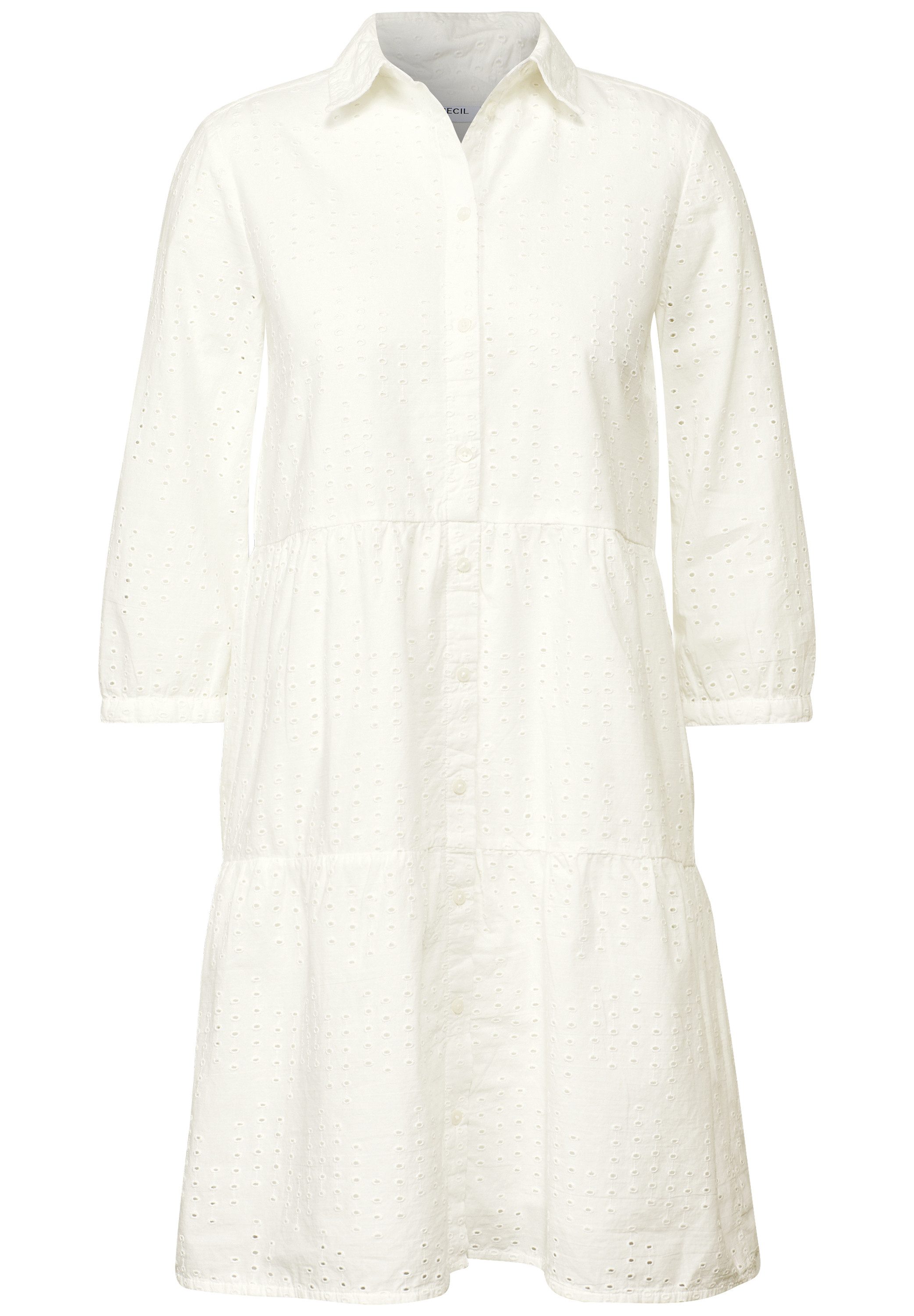 CECIL midi dress with eyelet embroidery and flounces