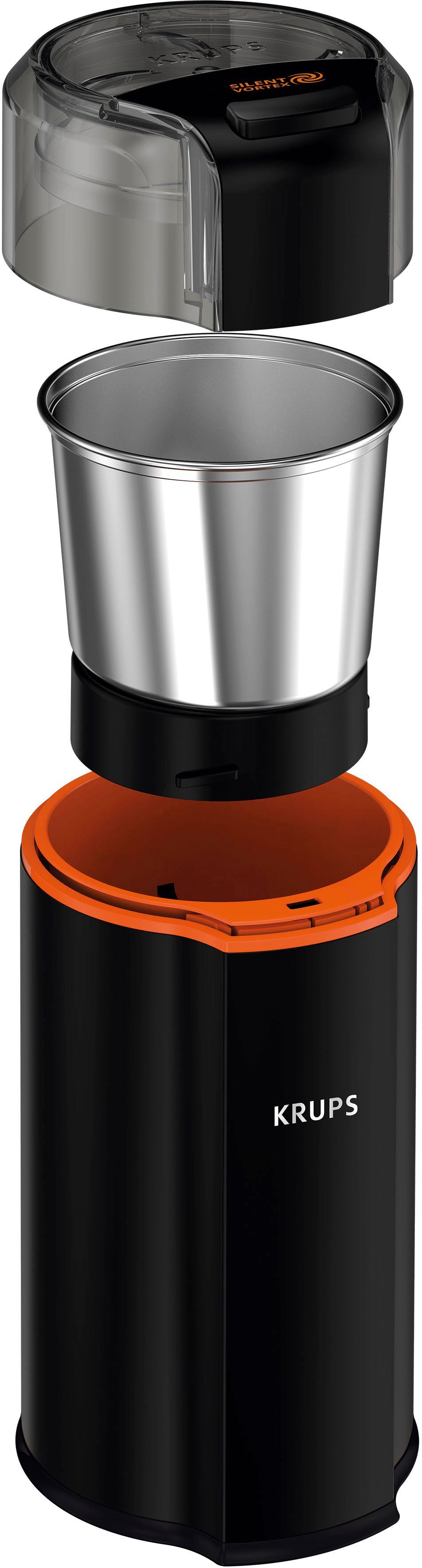 Krups Kaffeemühle GX3328 Silent Vortex, 175 W, Schlagmesser, 90 g Bohnenbehälter, leistungsstark, effizient, superleise, für 12 Tassen, 3-in-1-Mahlwerk – Bild 2 von 5