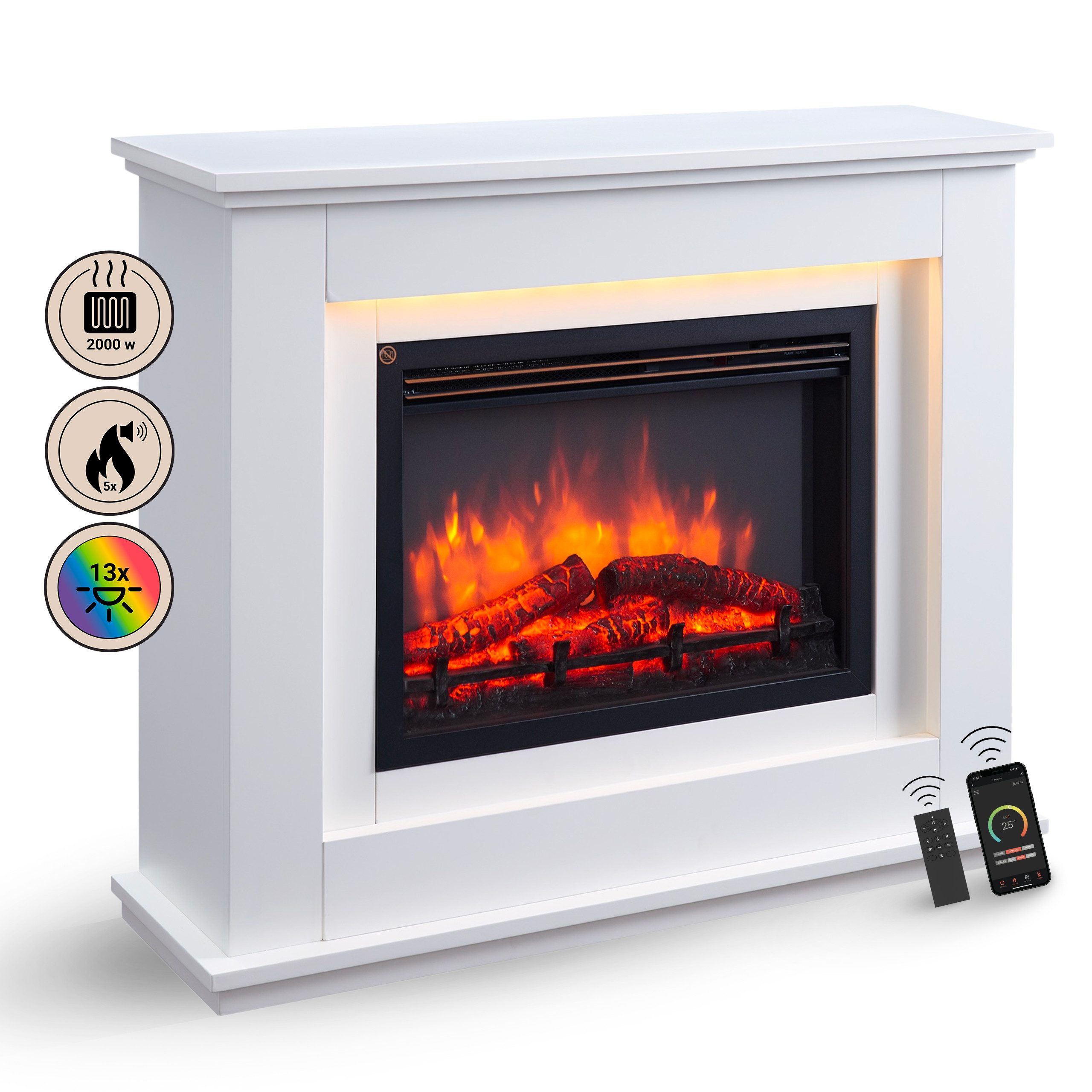 Balderia Elektrokamin Elektrokamin BALDERIA Baldur - Standkamin - Weiß, 3D- günstig online kaufen