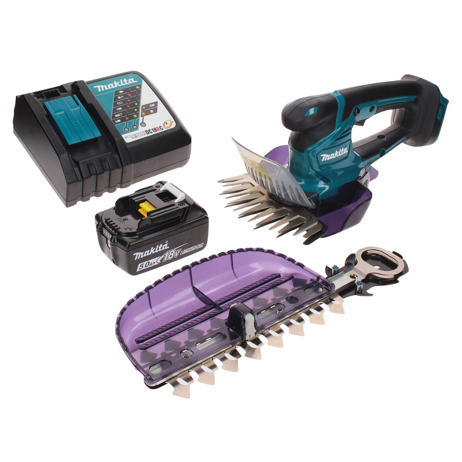 Makita Akku-Grasschere DUM 604 RT1X Akku Grasschere 18 V mit Gras- und Strauchscherblatt