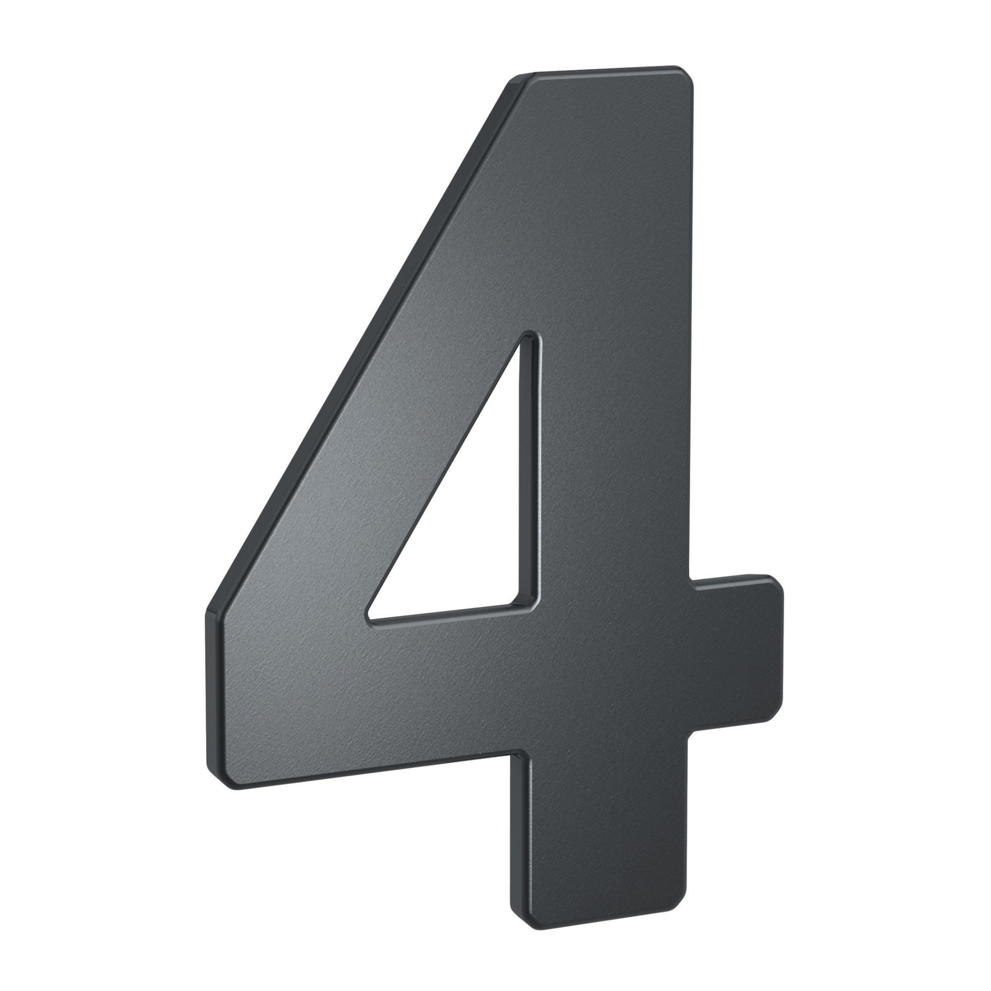 BASI Hausnummer, (Packung), aus Stahl, anthrazit, Wetterfest, Ziffer 4