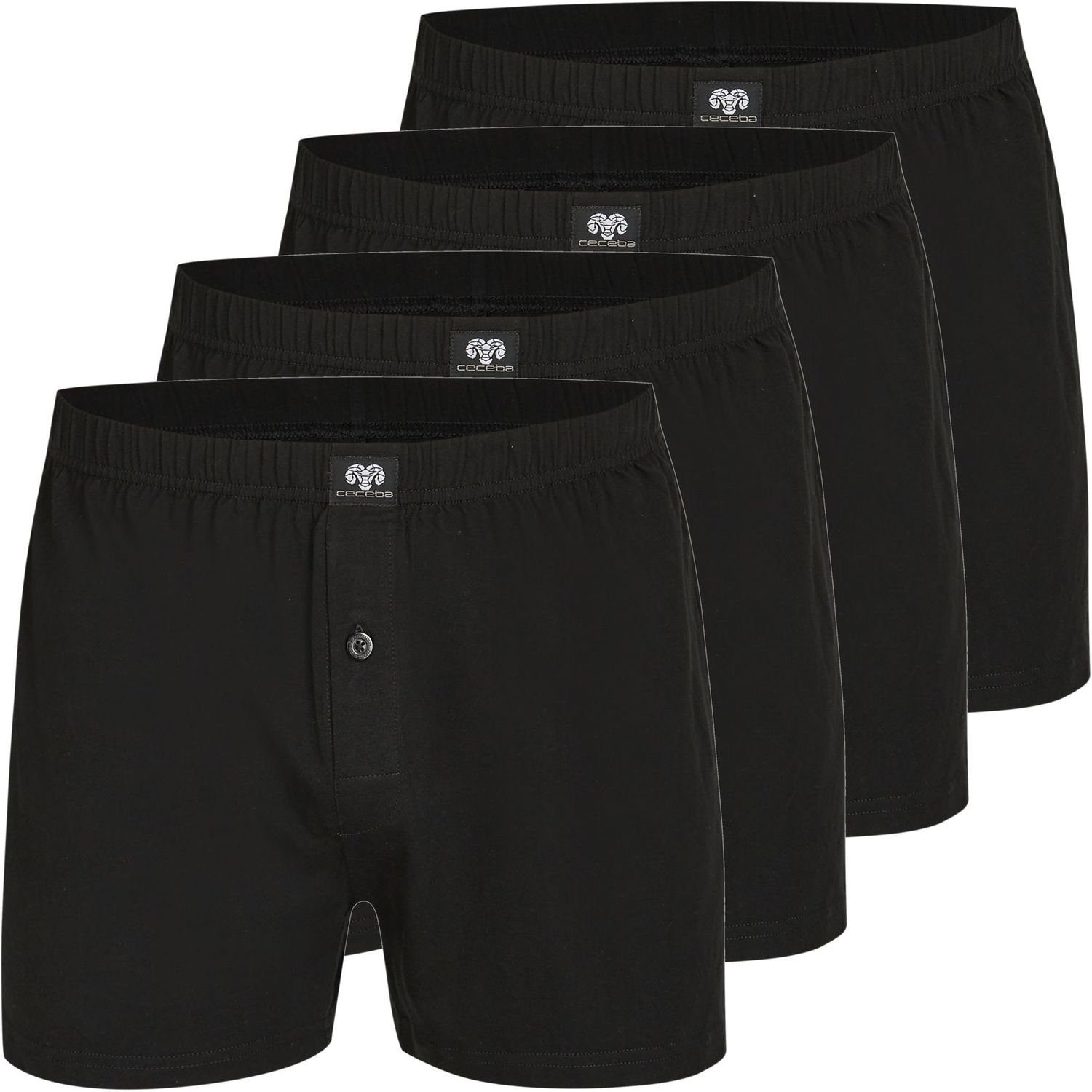 CECEBA Boxershorts 4 Ceceba Jersey Shorts Boxershorts Unterhosen Herren große Größen (1-St) schwarz