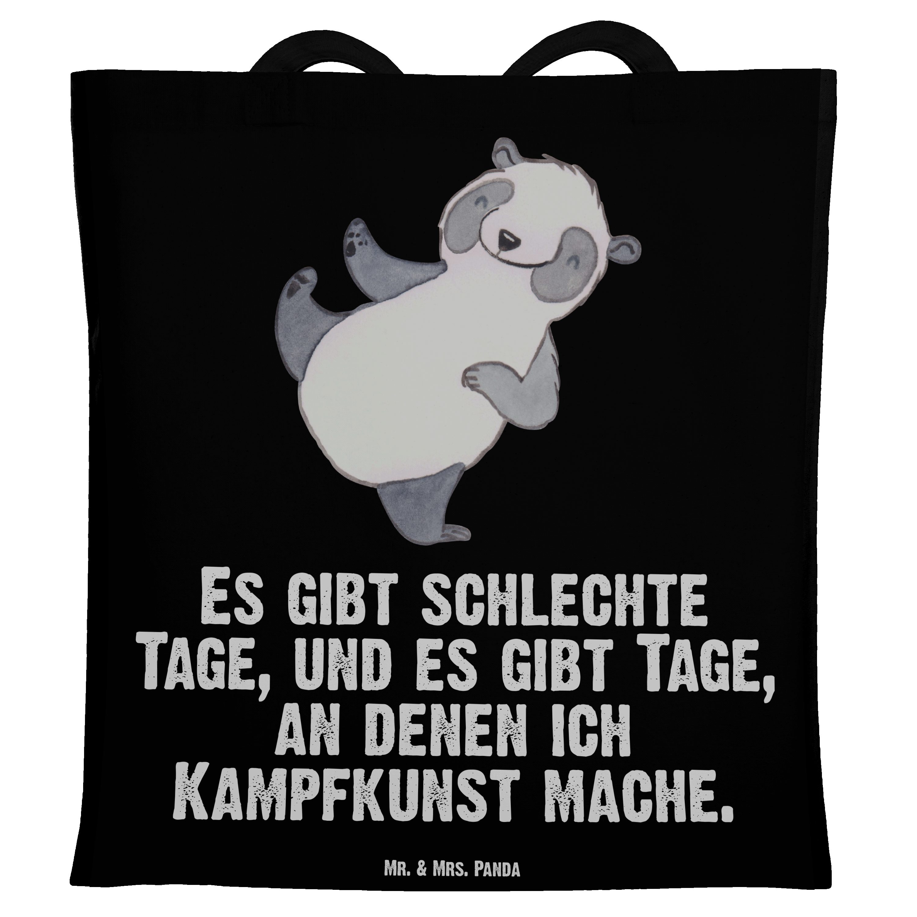Mr. Panda - Tragetasche Schwarz & Panda Mrs. - (1-tlg) Tage Ausze Kampfkunst Selbstverteidigung, Geschenk,