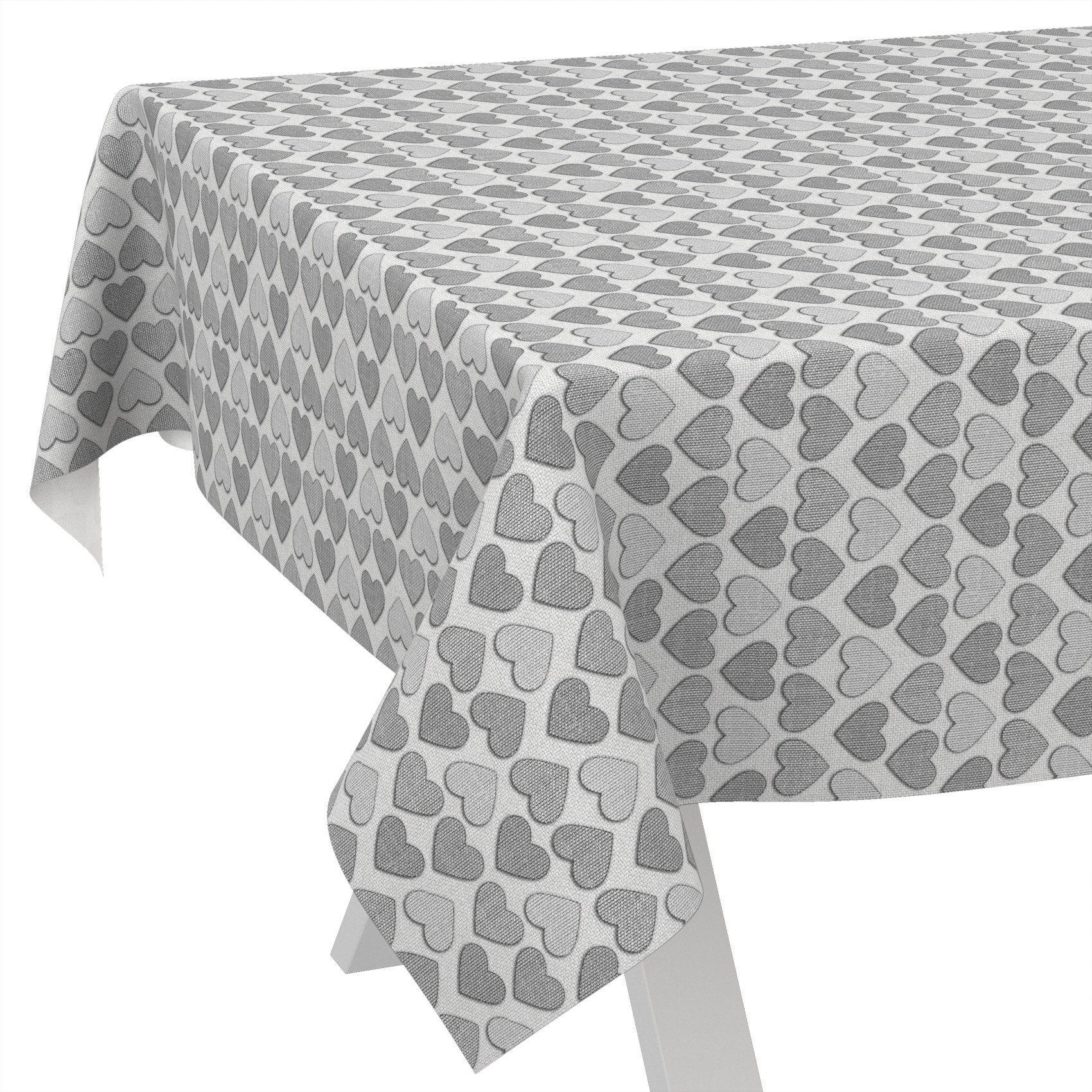 ANRO Tischdecke Wachstuch abwaschbar Herz Tischwäsche (Einzelstück 1-tlg), wasserabweisend pflegeleicht Shabby Chic Grau 100x140cm