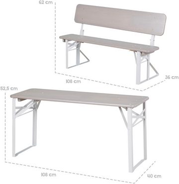 roba® Kindersitzgruppe Outdoor Party-Garnitur für Kinder, grau lasiert, aus Holz, (3-tlg), mit Lehne; FSC® - schützt Wald - weltweit