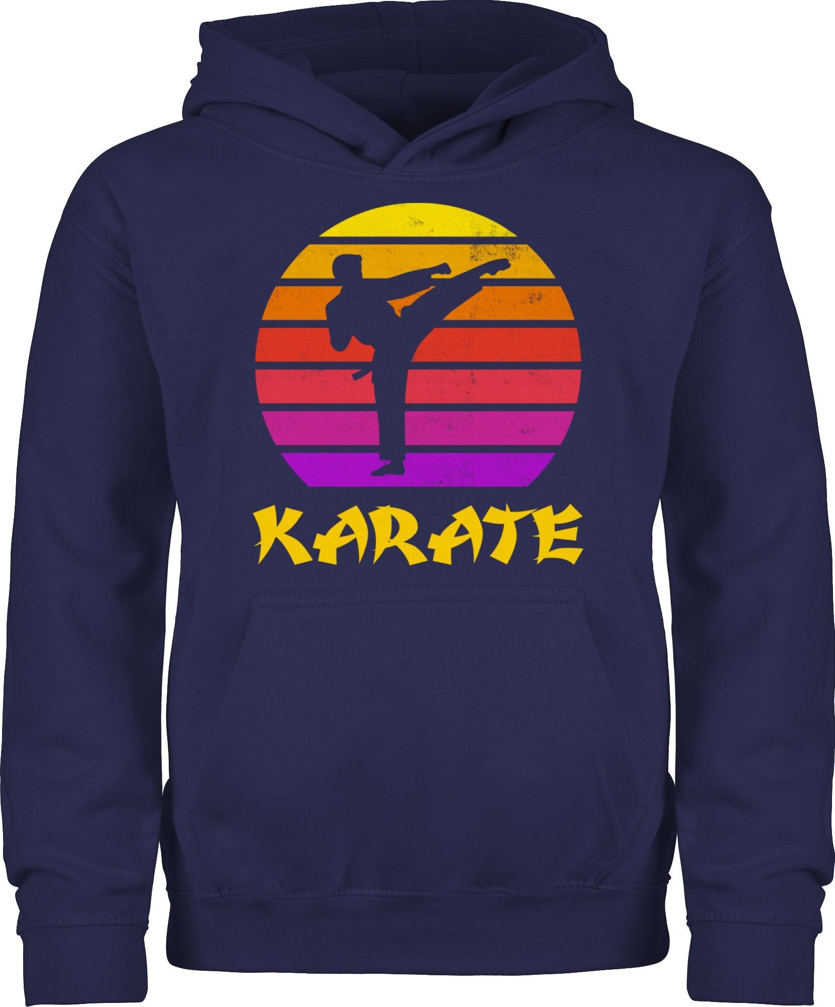 Shirtracer Hoodie Karate Retro Sonne Kinder Sport Kleidung 3 Navy Blau