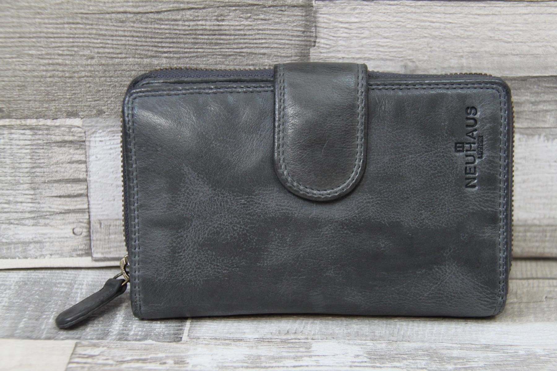 neu.haus Geldbörse griffige Lederbörse RV in edlem grau
