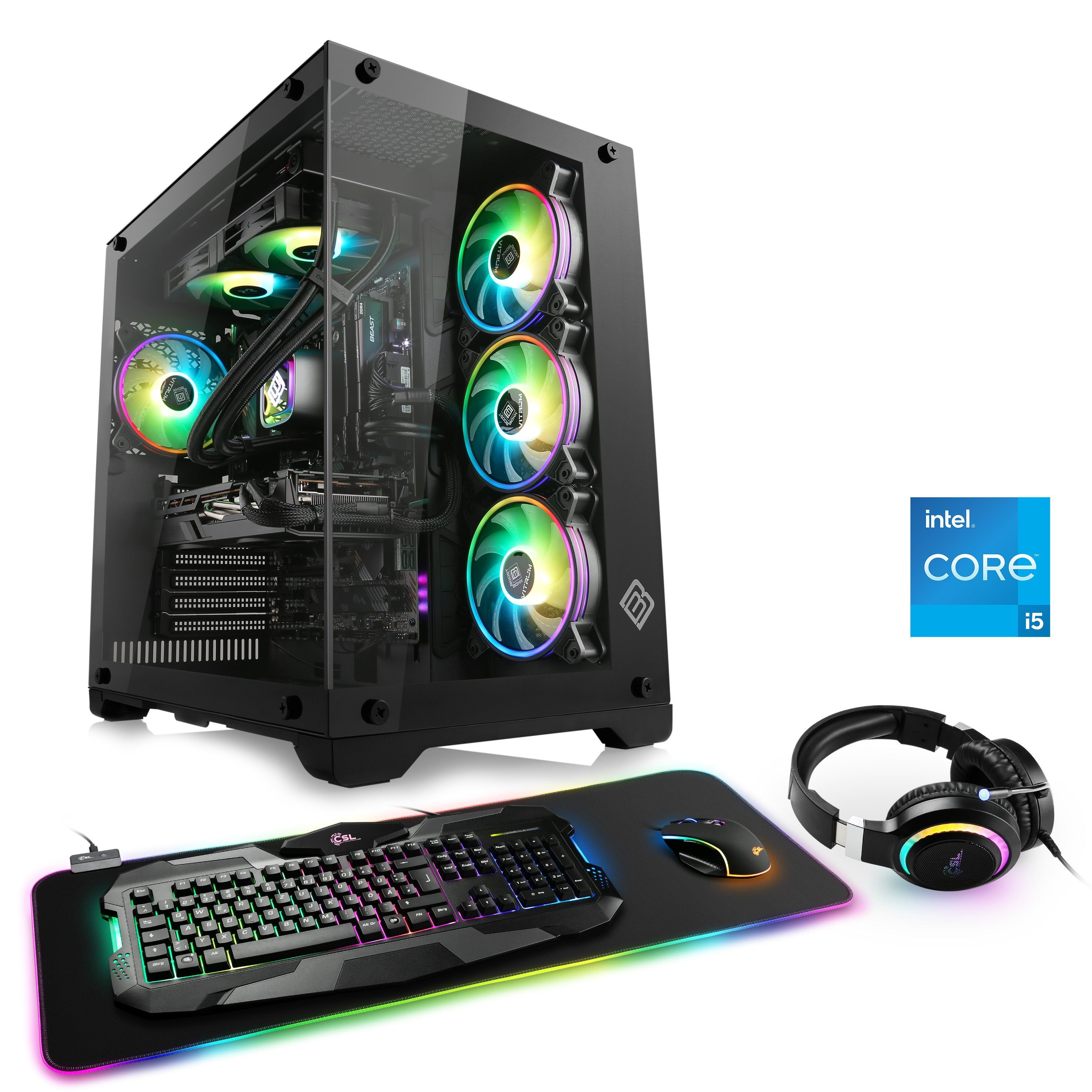 CSL Aqueon C55210 Advanced Edition Gaming-PC (Intel® Core i5 13600KF, GeForce RTX 4070, 64 GB RAM, 1000 GB SSD, Wasserkühlung)