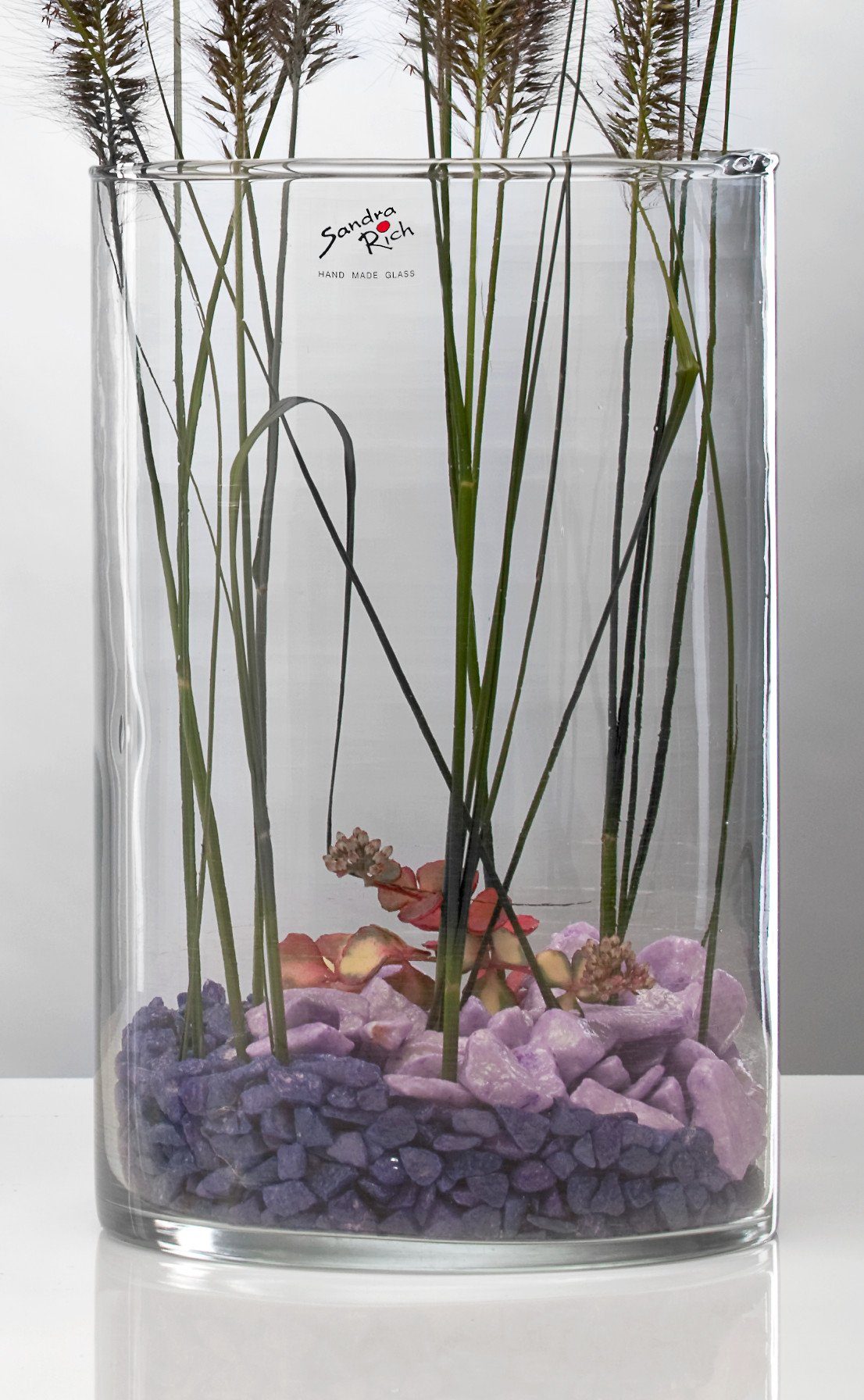 Sandra Rich Glasvase „CYLI Cold Cut“ – 30 Cm Hoch, 10 Cm Durchmesser, Mundgeblasen & Geschliffen