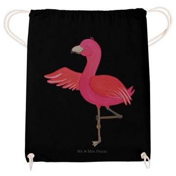 Mr. & Mrs. Panda Sporttasche Flamingo Yoga - Schwarz - Geschenk, Sporttasche, Beutel, Yogapose, St (1-tlg), Umweltfreundlich