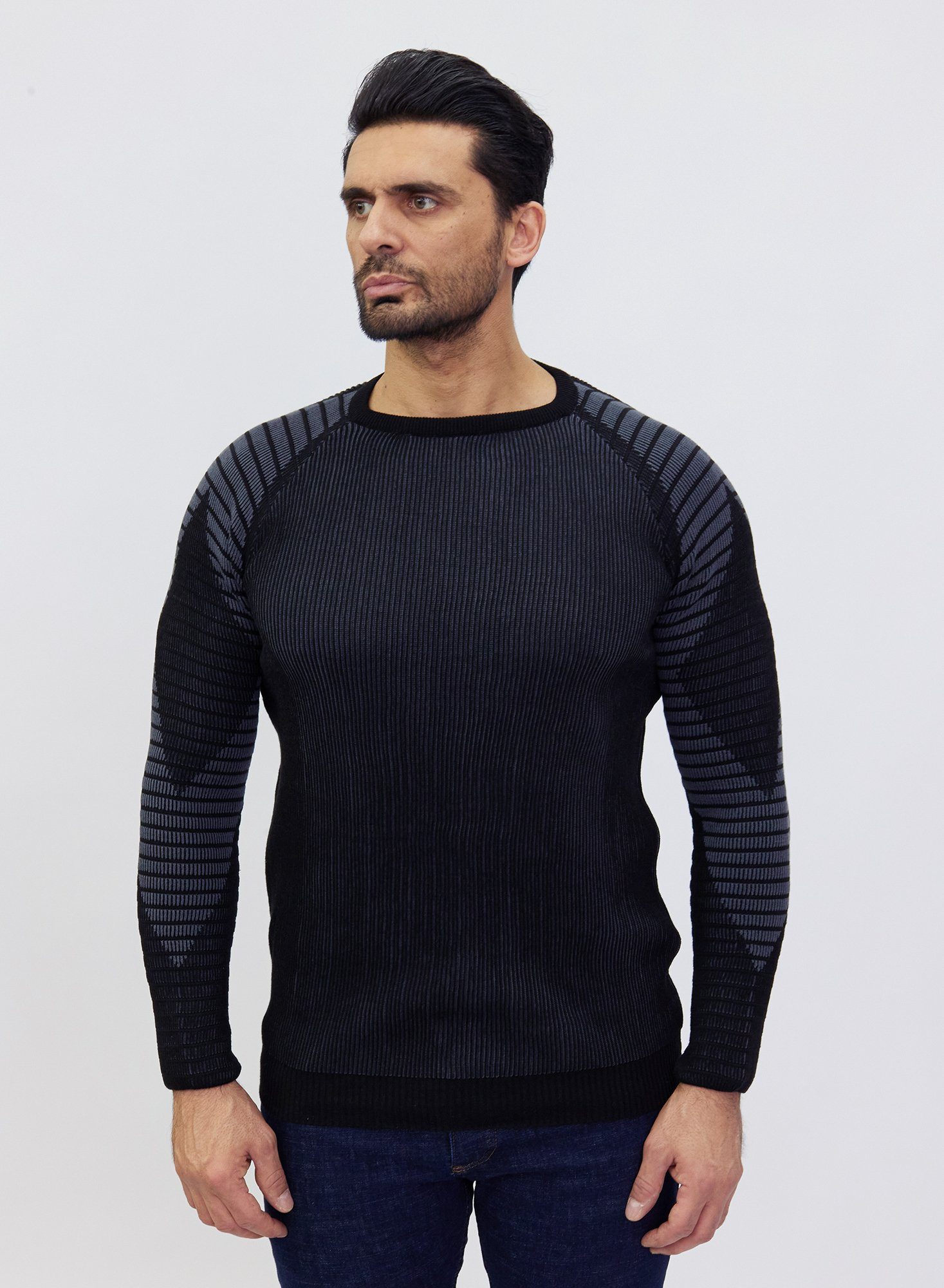 Denim Distriqt Strickpullover Zweifarbiger Feinstrick mit günstig online kaufen